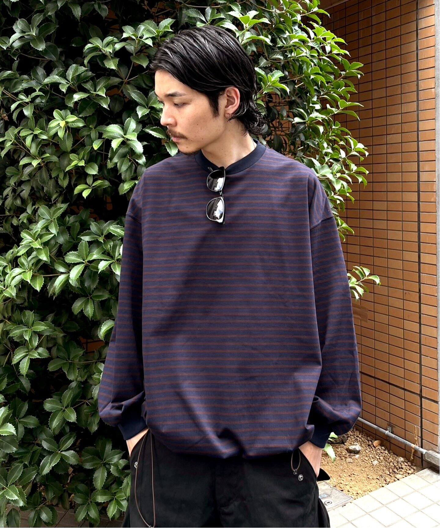 is-ness / イズネス】BALLOON STRIPES LONG SLEEVE T SH（Tシャツ 