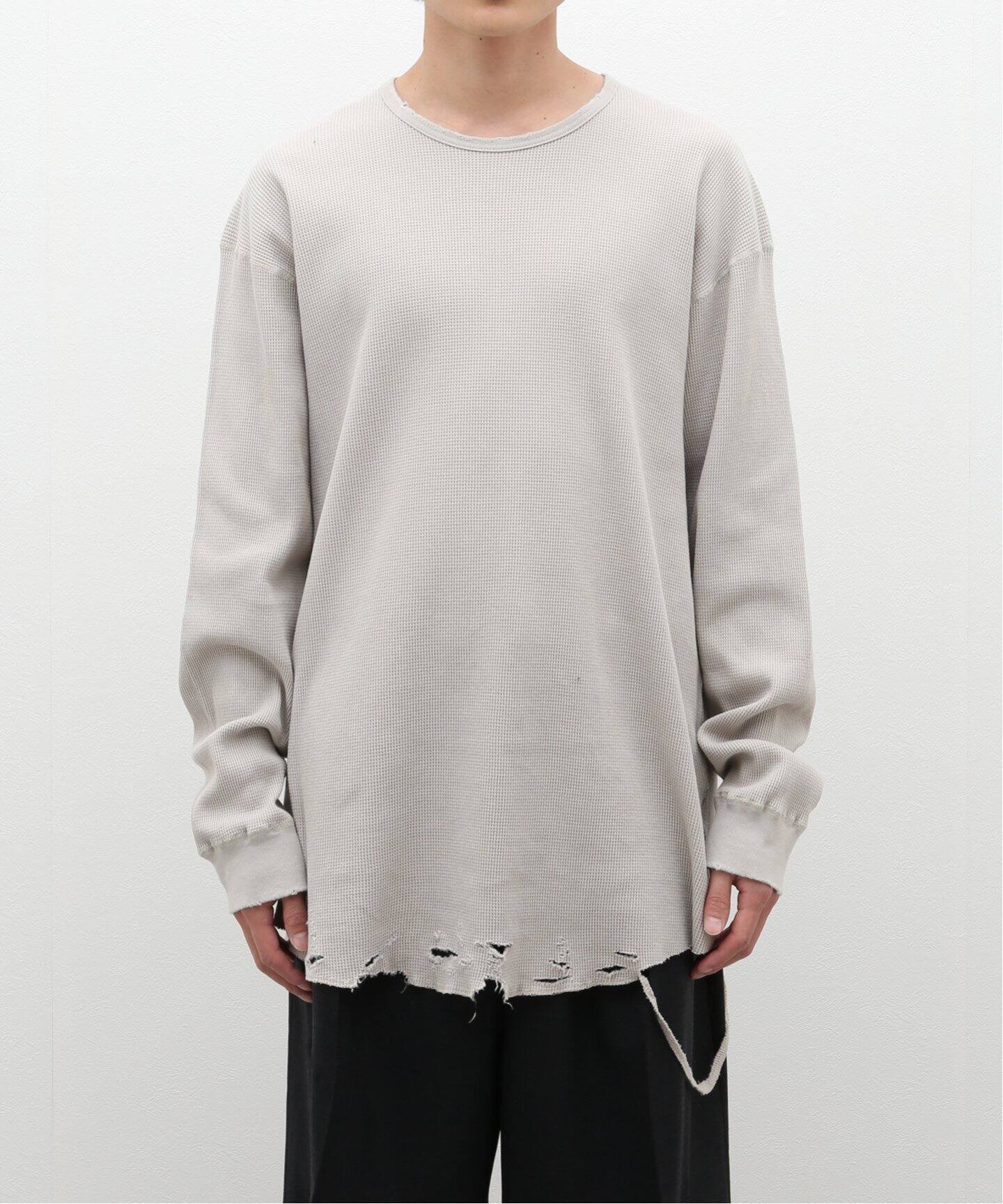 ANCELLM / アンセルム】DAMAGE WAFFLE CREW LS T-SHIRT（Tシャツ 
