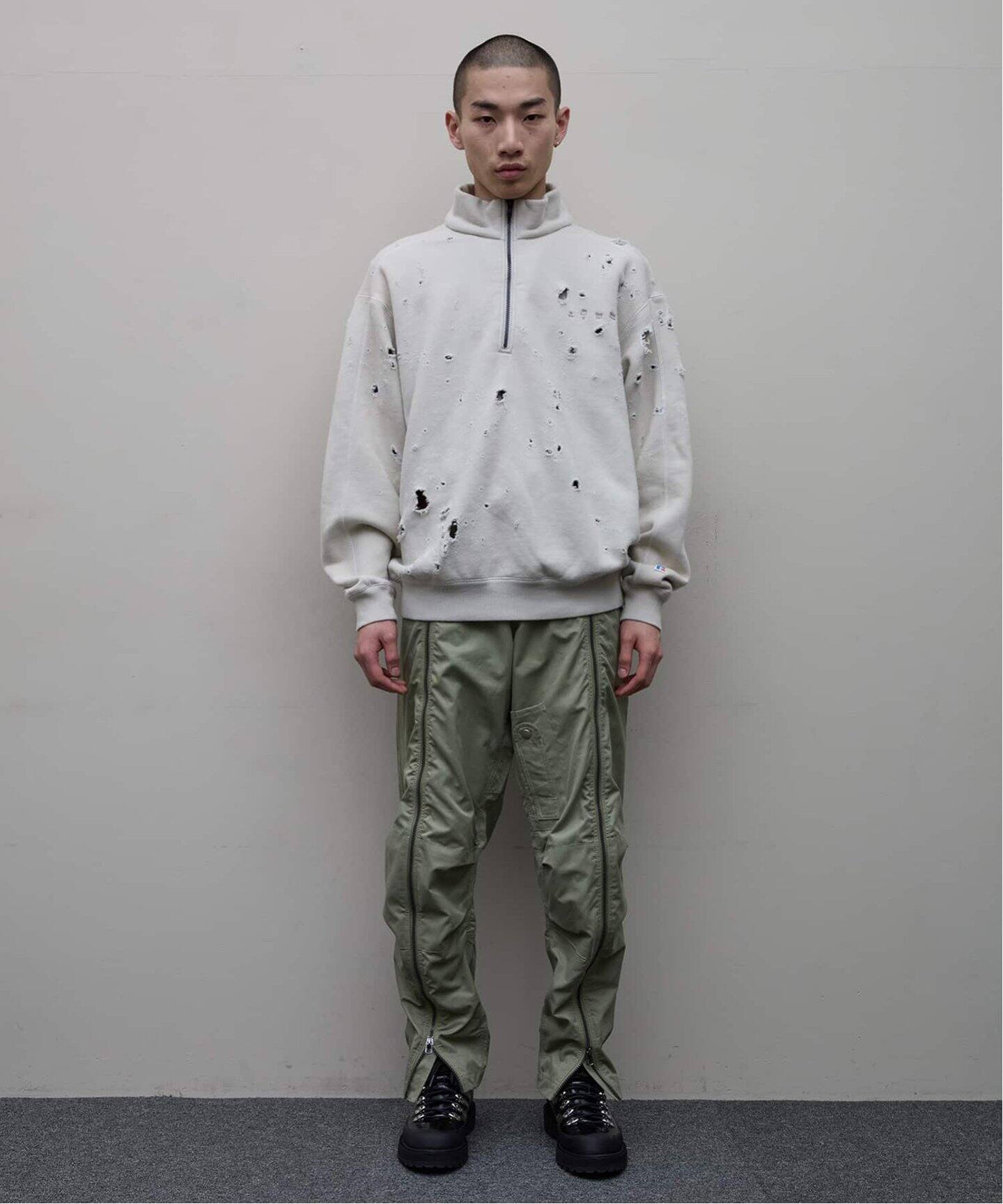 BAL × RUSSELL ATHLETIC】 DISTRESSED ATHLETIC HALF ZIP（スウェット 