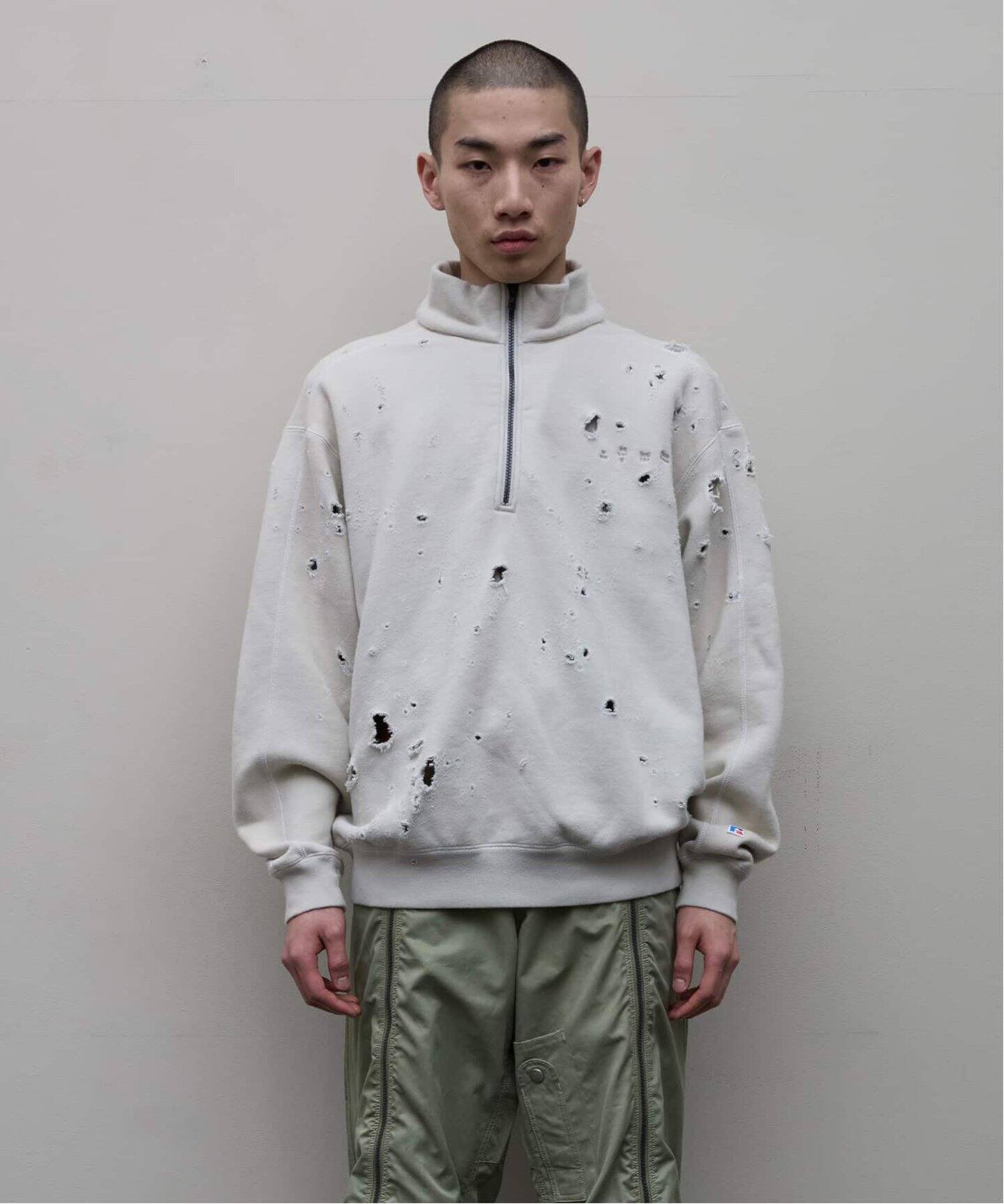 BAL × RUSSELL ATHLETIC】 DISTRESSED ATHLETIC HALF ZIP（スウェット 