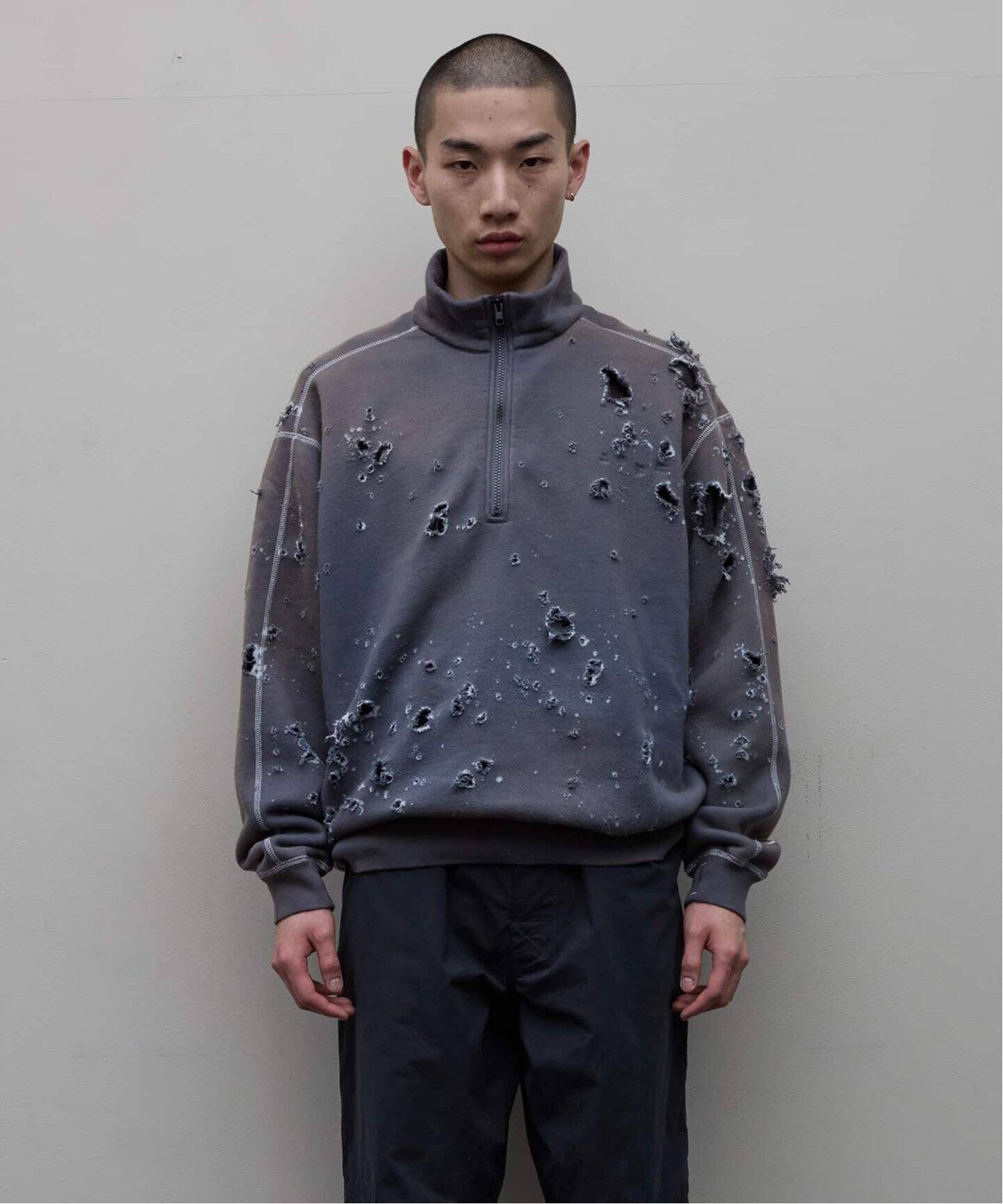 BAL × RUSSELL ATHLETIC】 DISTRESSED ATHLETIC HALF ZIP（スウェット 
