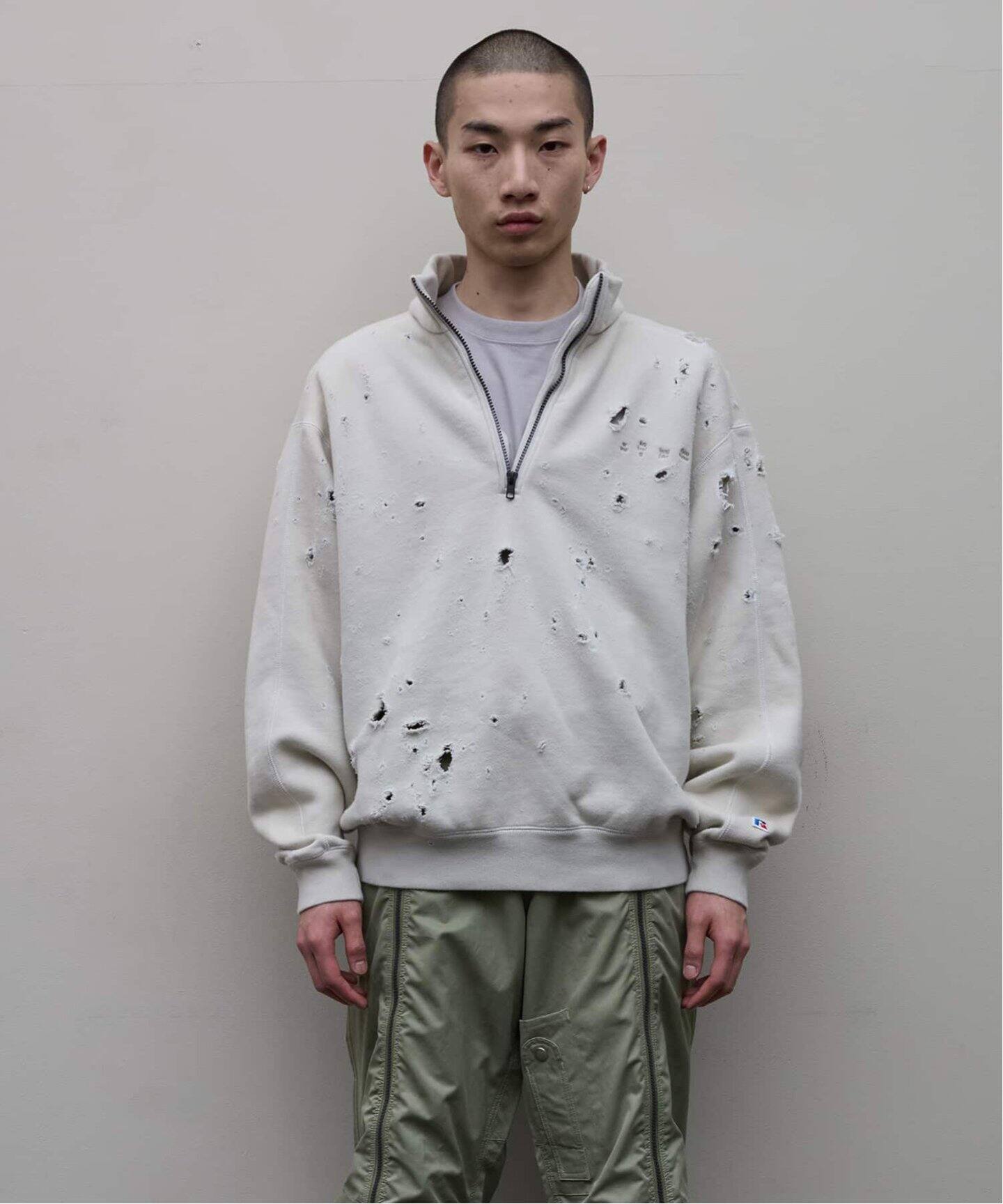 BAL × RUSSELL ATHLETIC】 DISTRESSED ATHLETIC HALF ZIP（スウェット 