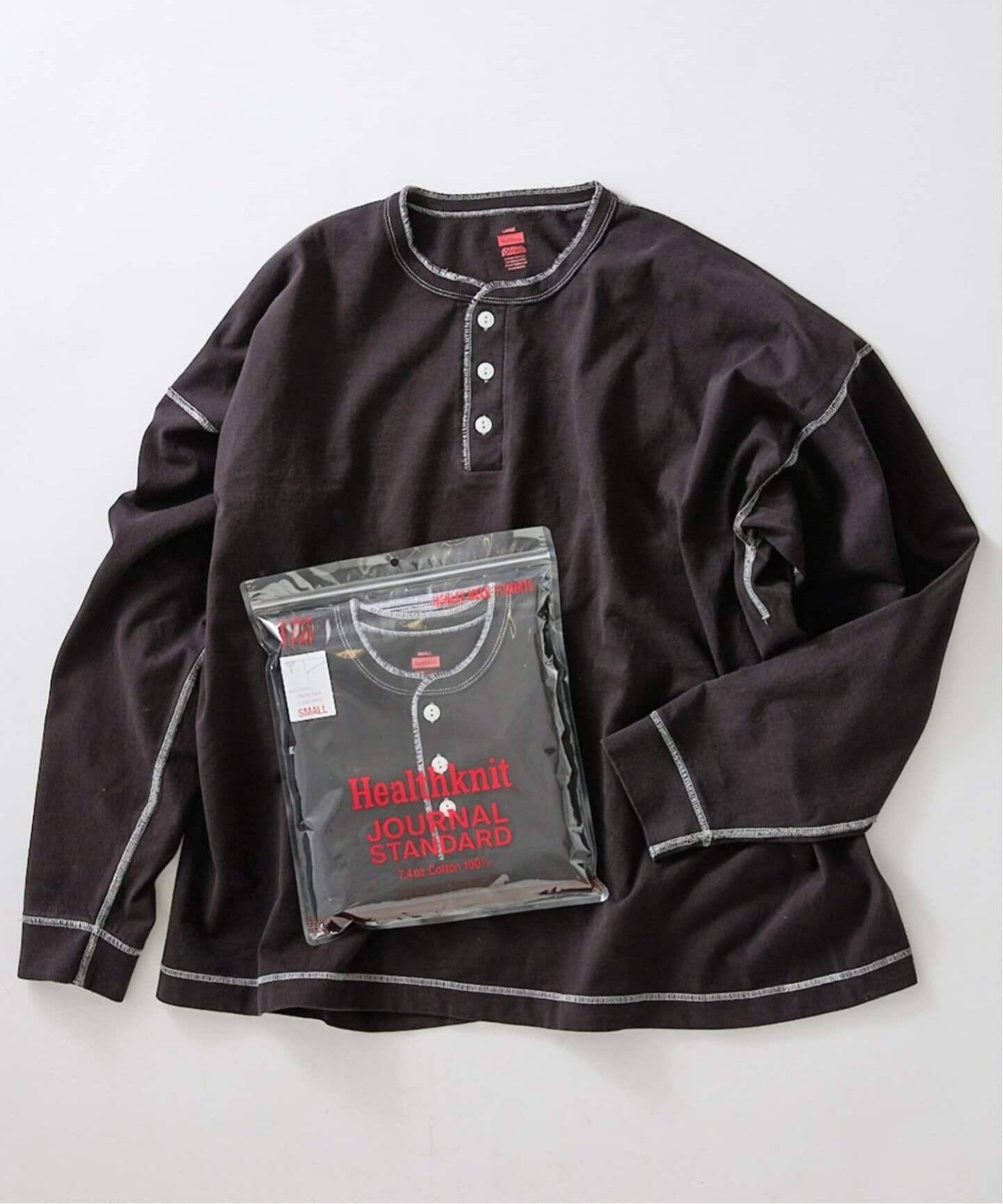 【新品】JOURNAL STANDARD ヘンリーネックカットソー Healthknit × JOURNAL STANDARD / 別注 ヘンリーネック L/S T