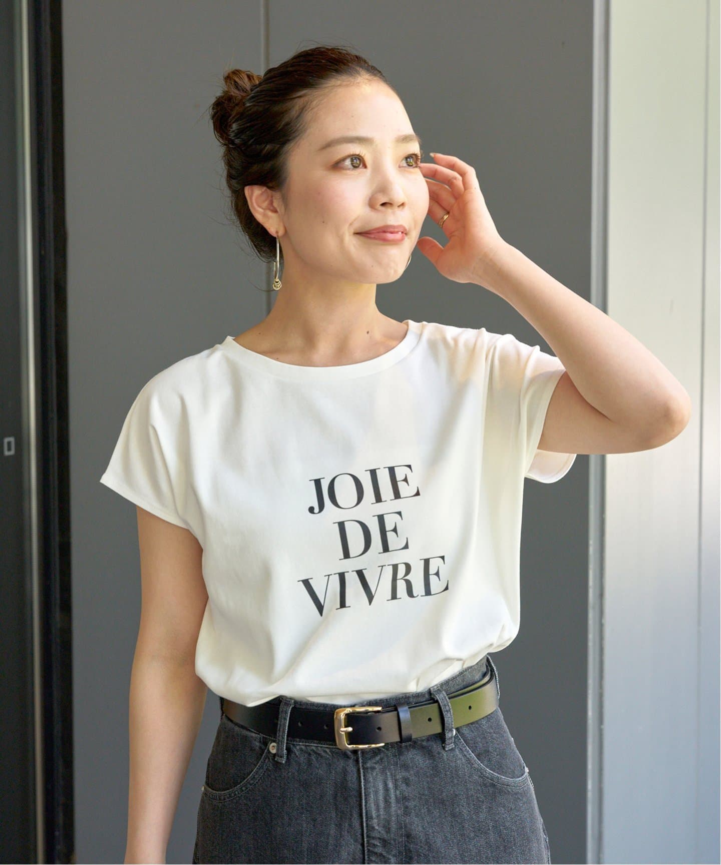 美品MORABITO BlancフレンチスリーブサイドギャザーカットソーTシャツ 追加2》フレンチスリーブロゴTEE（Tシャツ／カットソー）｜B.C
