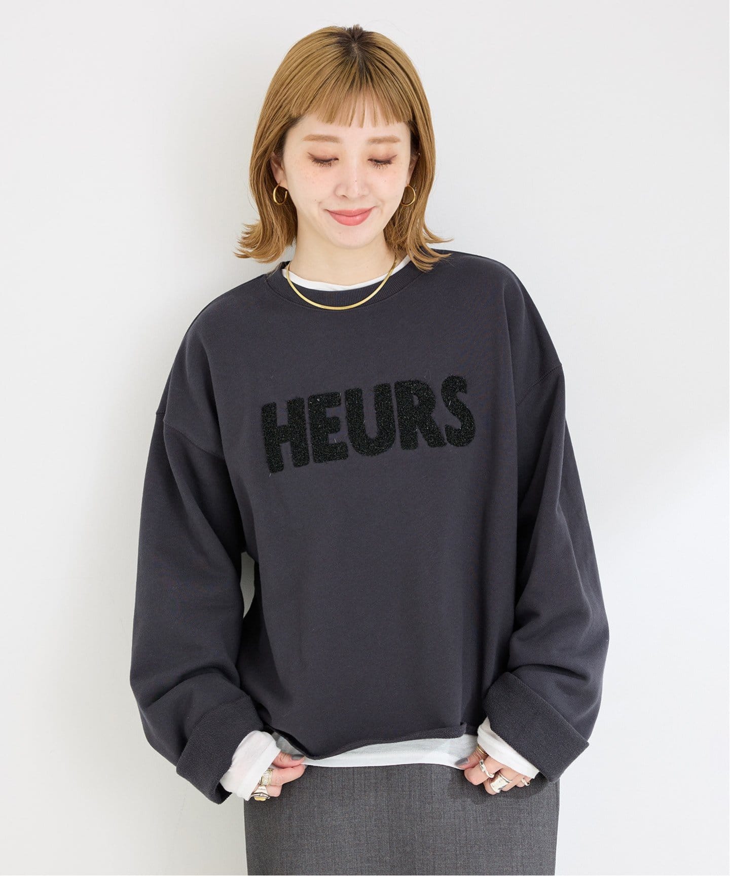 追加》ラメサガラ刺繍ロングスリーブ裏毛スウェット（スウェット