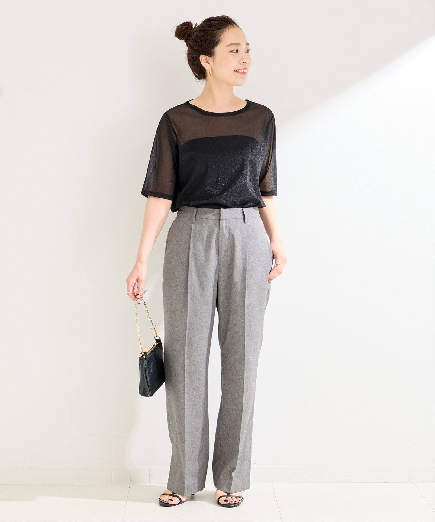 シアーラメ5分袖TEE（Tシャツ／カットソー）｜B.C STOCK（ベー