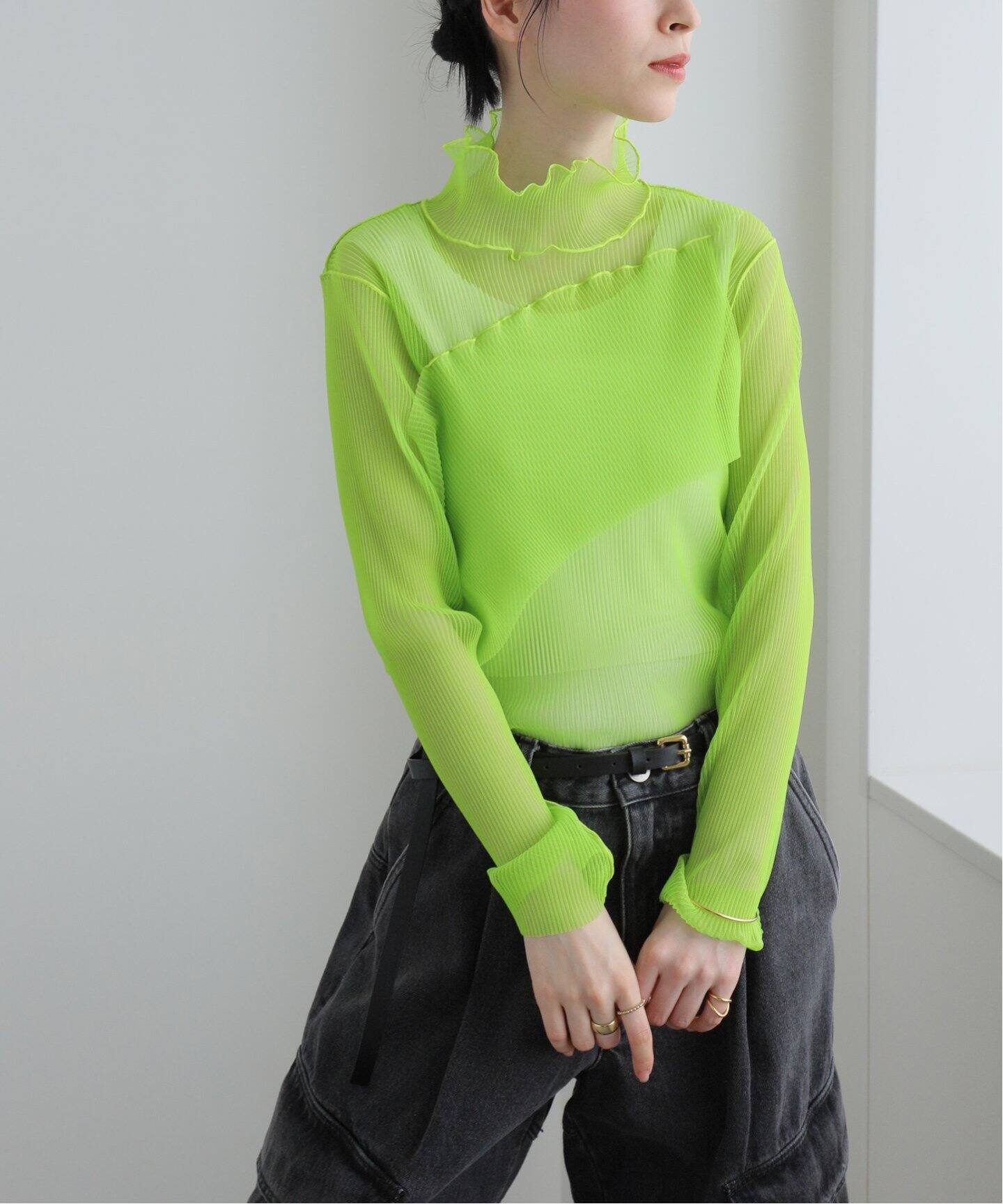 todo kotohayokozawa 】 Layered Sheer Long Sleeve Top（Tシャツ 