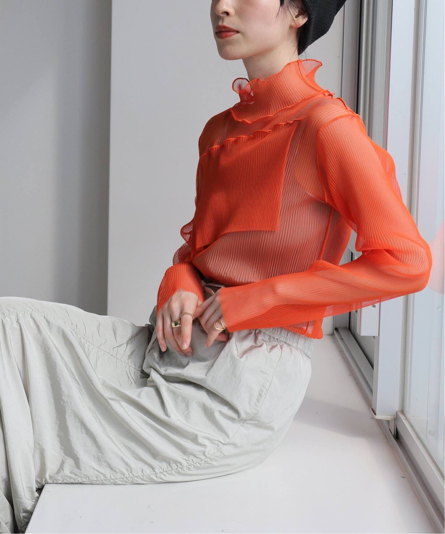 todo kotohayokozawa 】 Layered Sheer Long Sleeve Top（Tシャツ 
