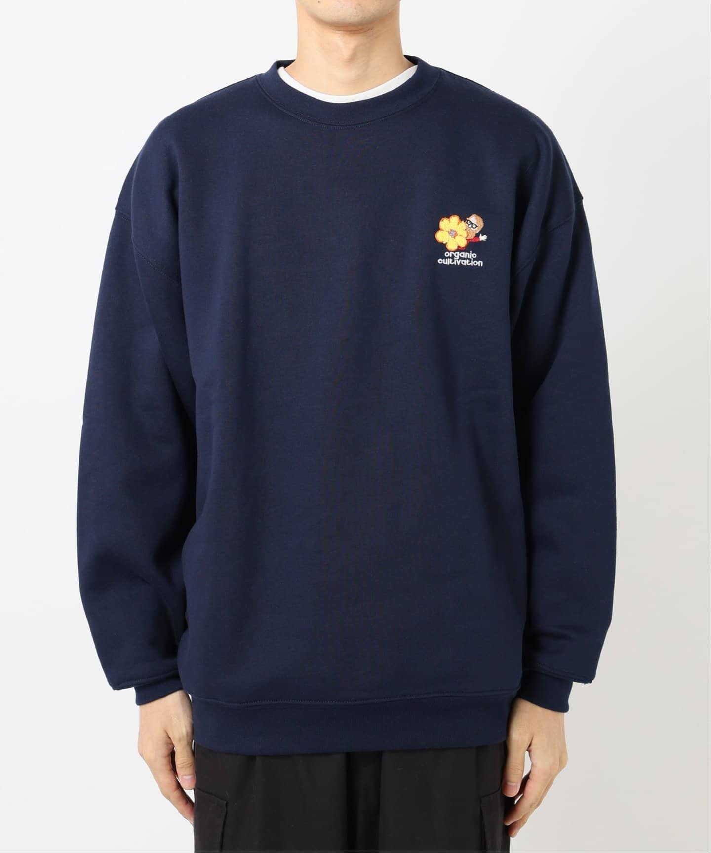 BUDS ネイビー クルーネック スウェット JUST fit デイリー アムンゼン クルーネック スウェット