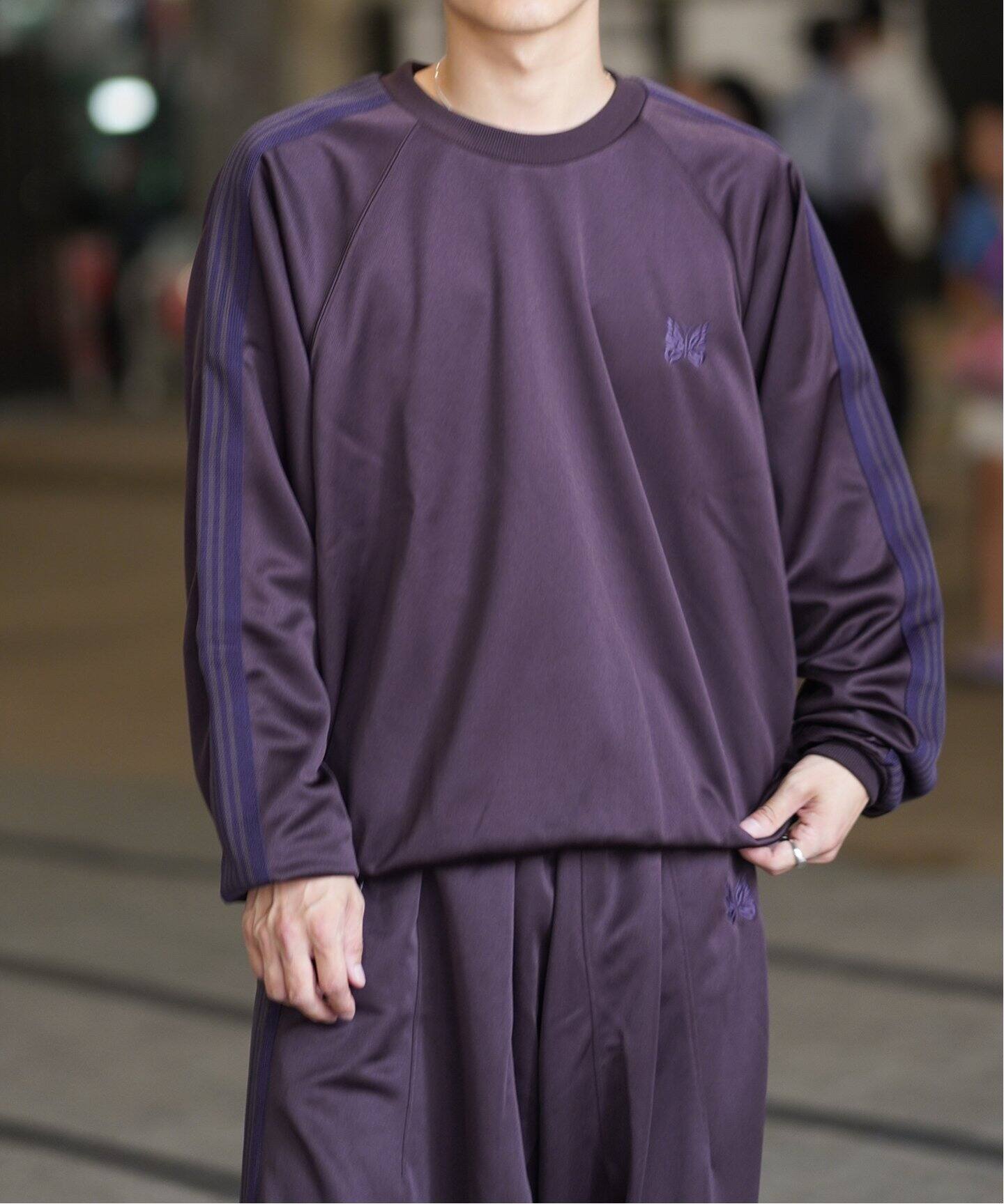 Needles◇22ss/スウェット/S/コットン/YLW/無地/KP219/Track Crewneck 