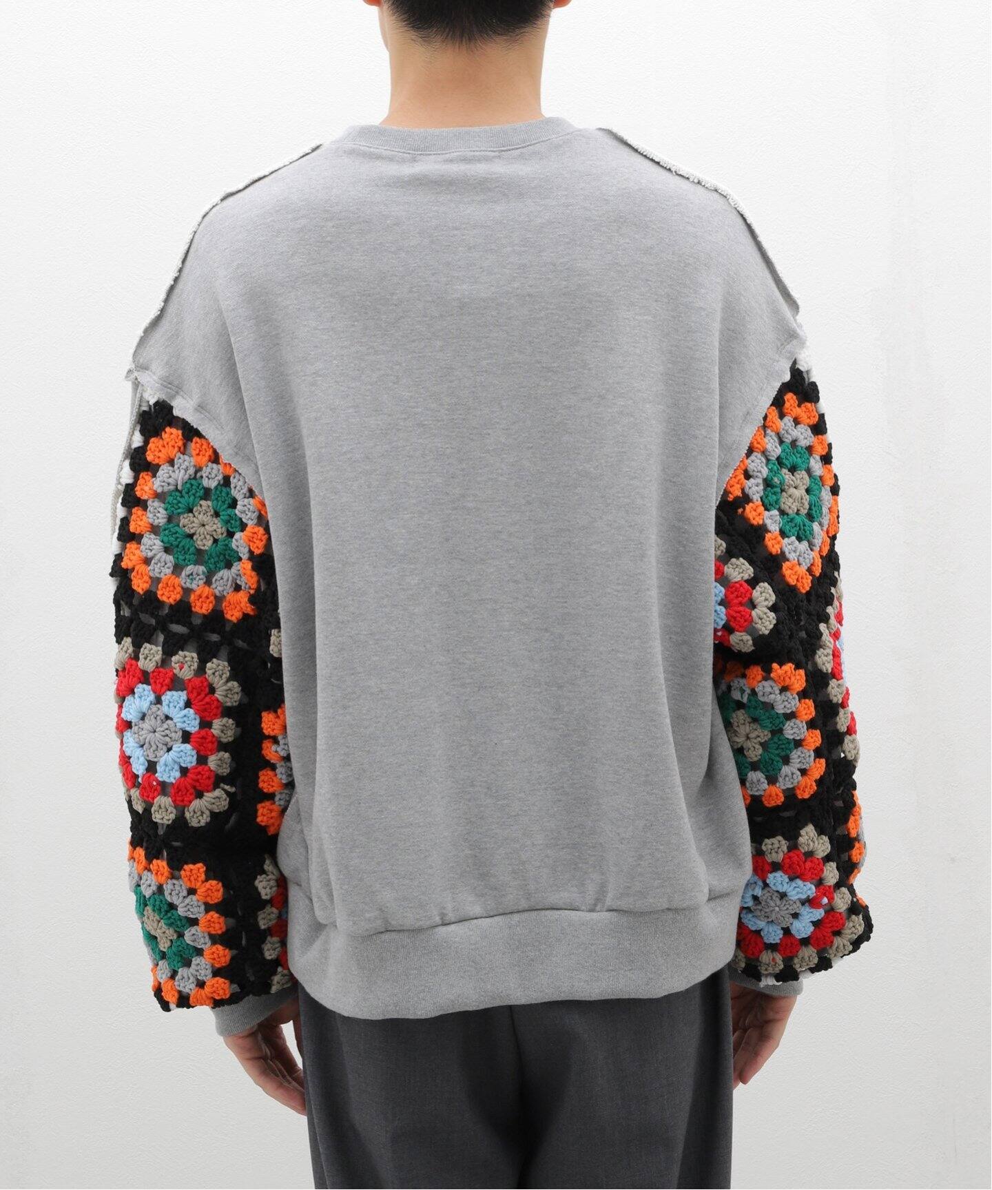 DISCOVERED / ディスカバード CROCHET SLEEVE SWEAT（スウェット 