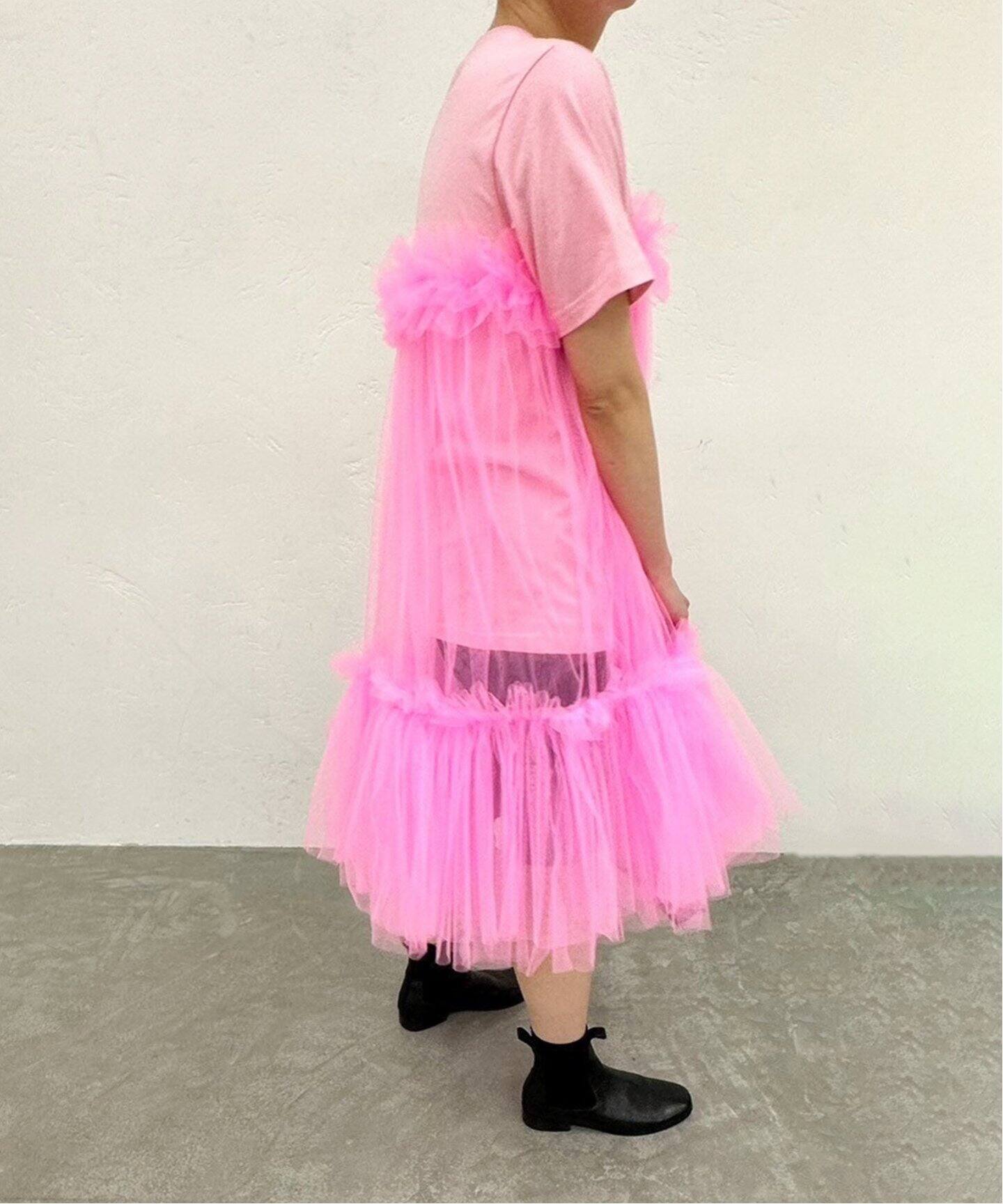 VIVIANO / ヴィヴィアーノ】Gatehered Tulle T-shirt（Tシャツ 