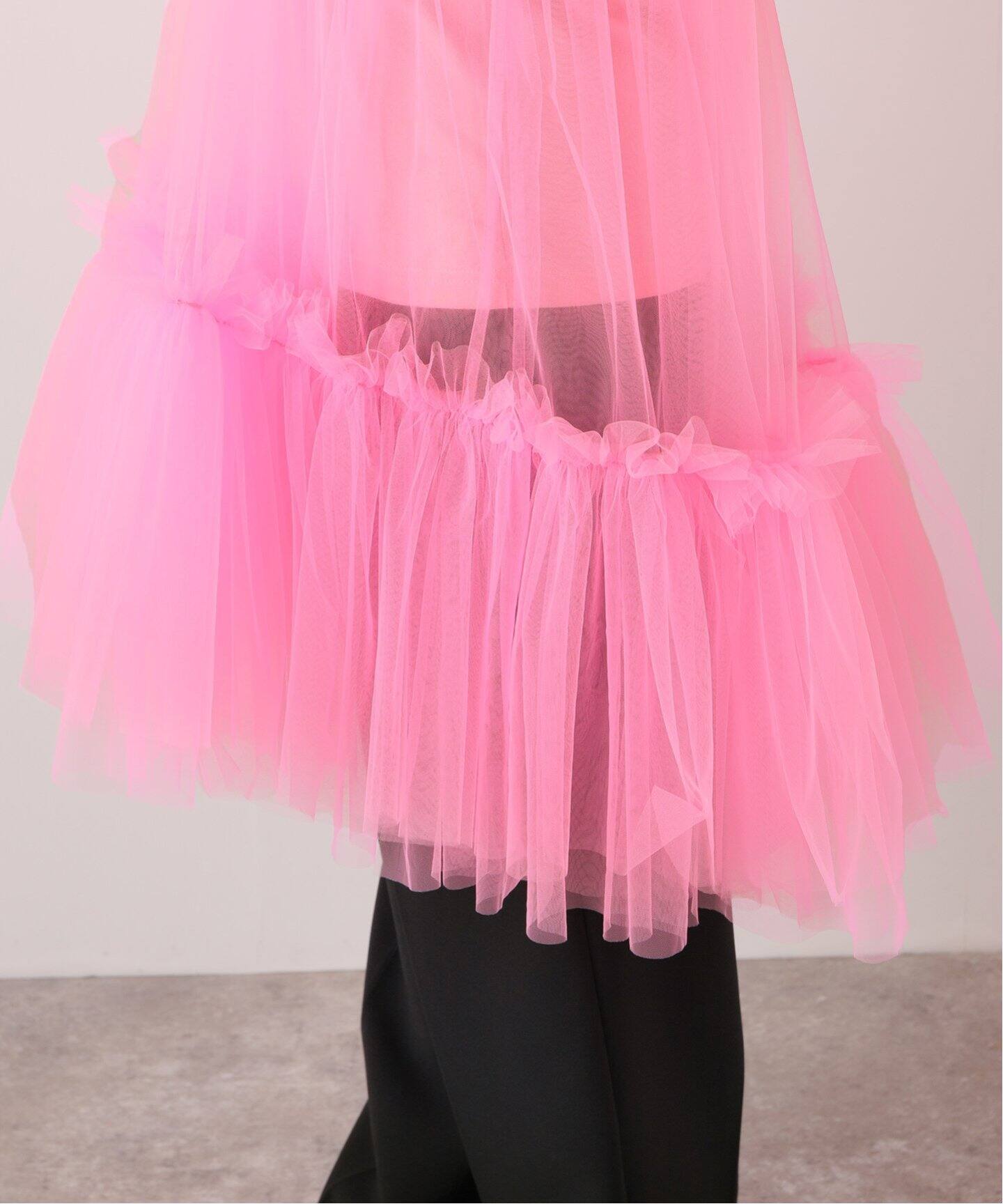 VIVIANO Gatehered Tulle T-shirt ワンピース
