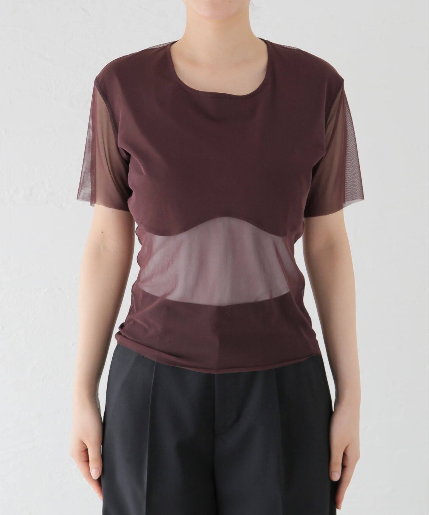 SIMONE WILD/シモーネ ワイルド】MESH LONG CONTURE TEE（Tシャツ 