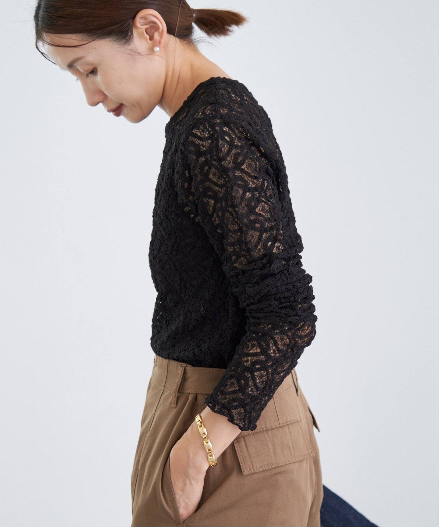 【美品】IENA ペーズリーストレッチレースプルオーバー 追加3》ペイズリー ストレッチレースプルオーバー（Tシャツ