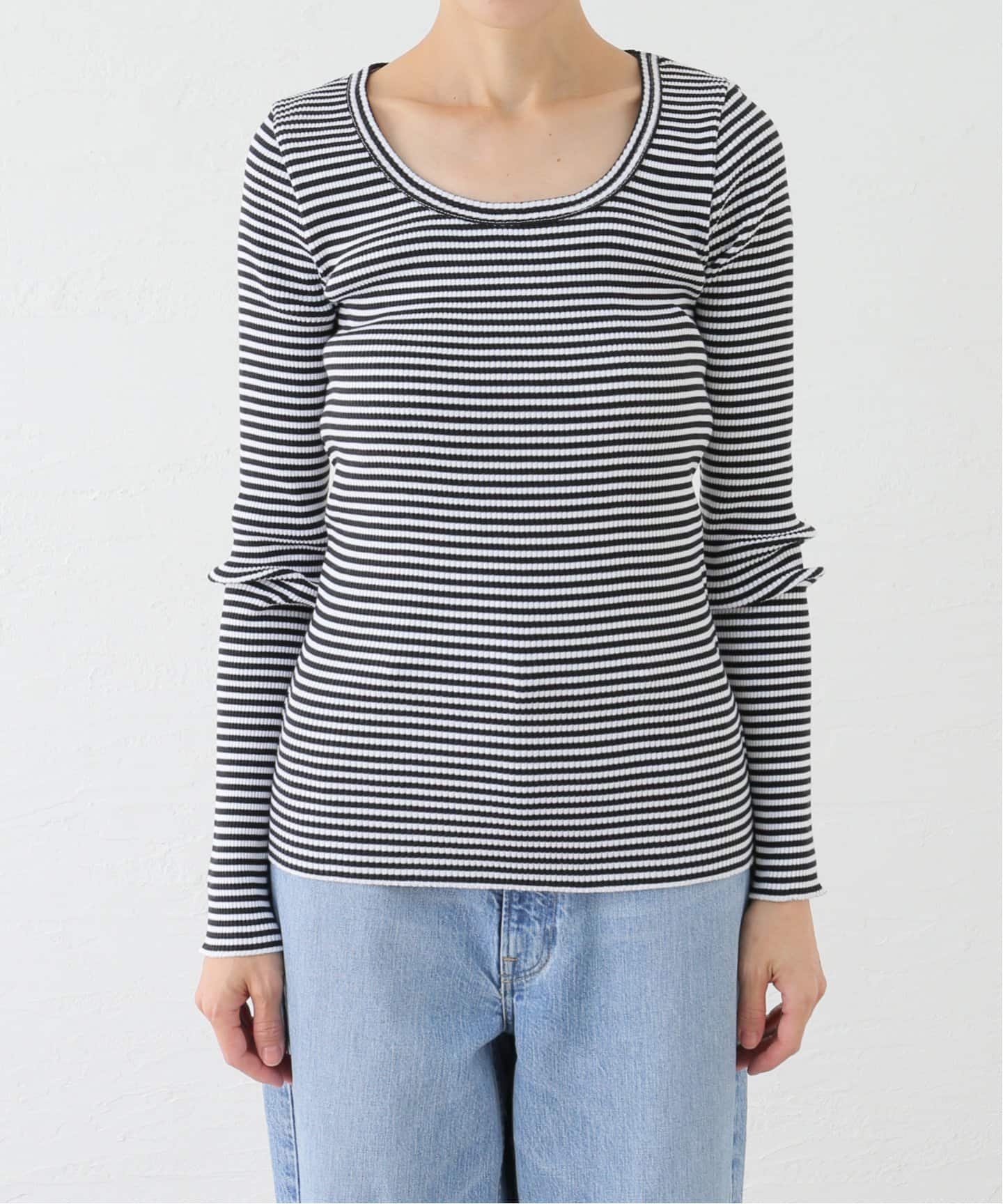 IENA リブUネックプルオーバー 今季 コットン リブ Uネックプルオーバー（Tシャツ／カットソー）｜IENA