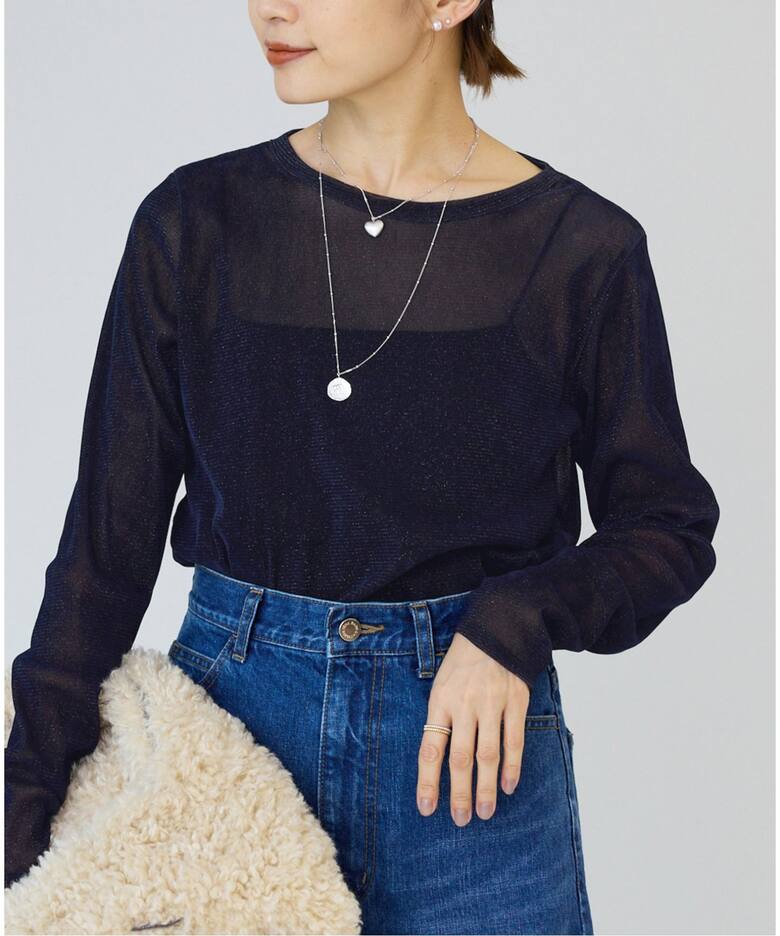 ラメフロッキーチュールロングスリーブプルオーバー（Tシャツ 