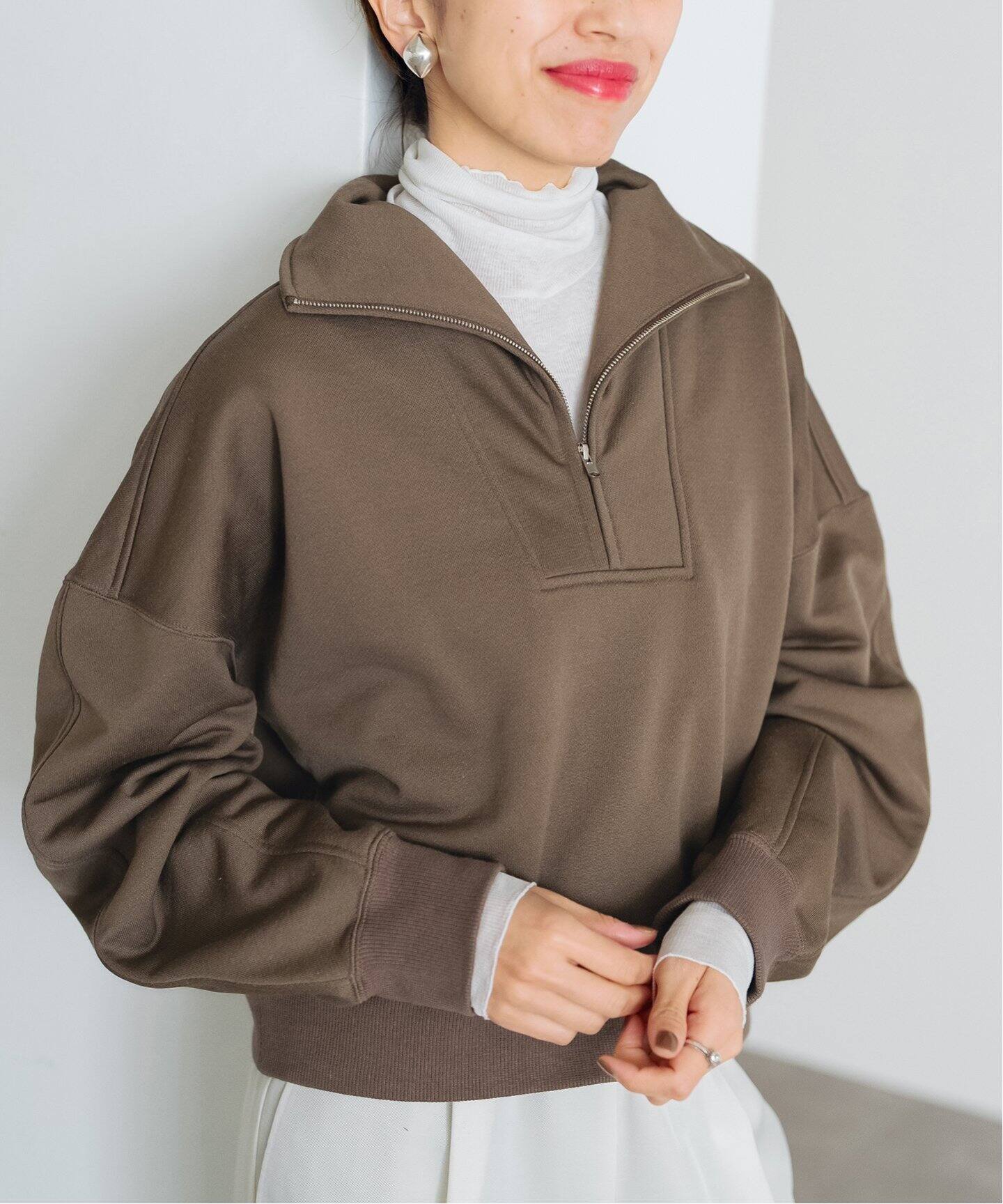 CURRENTAGE/カレンテージ　IENA別注2WAYスウェットカーディガン CURRENTAGE/カレンテージ 別注 2WAY SWEAT ハーフジップ