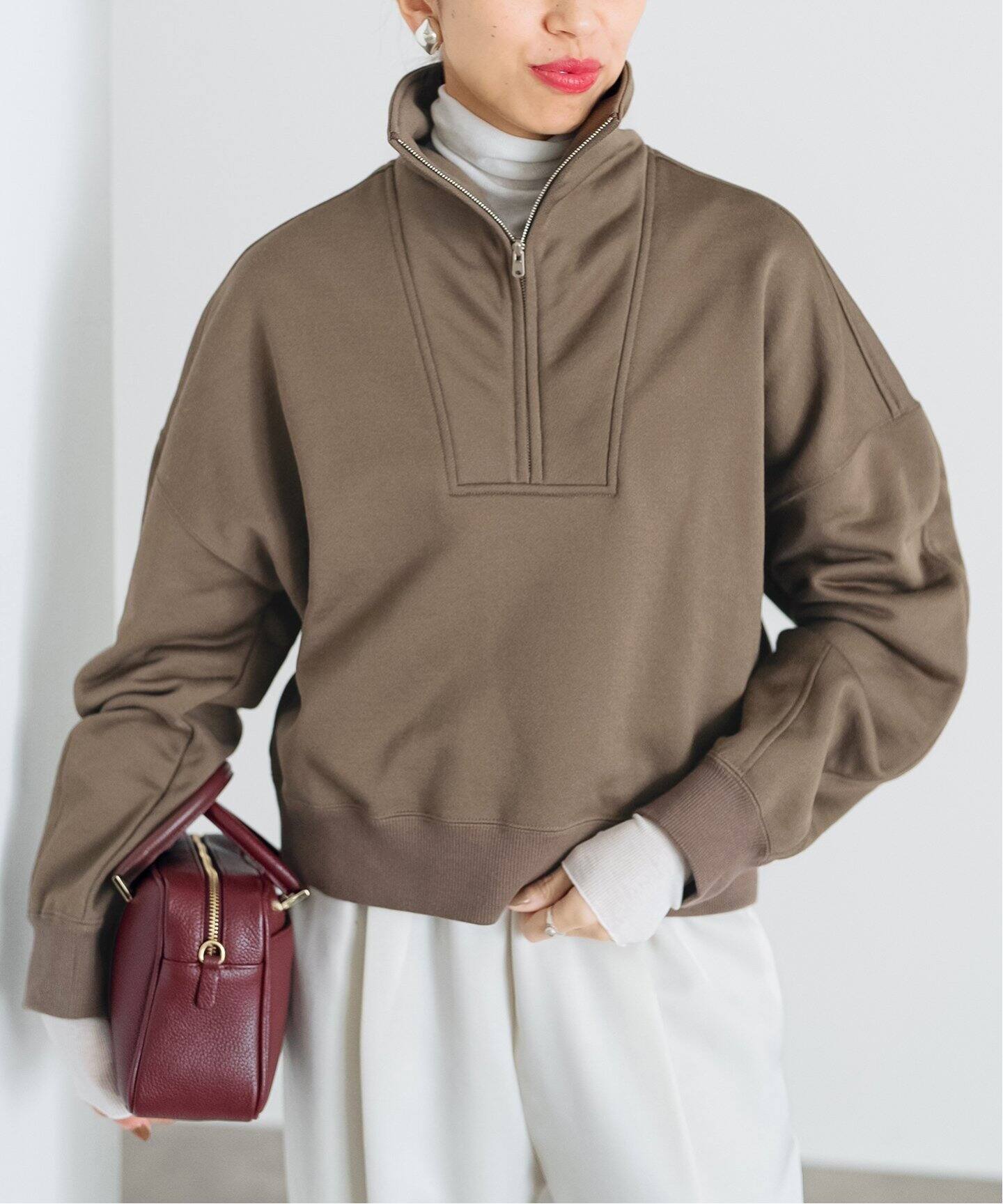 CURRENTAGE/カレンテージ 別注 2WAY SWEAT ハーフジップスウェット 