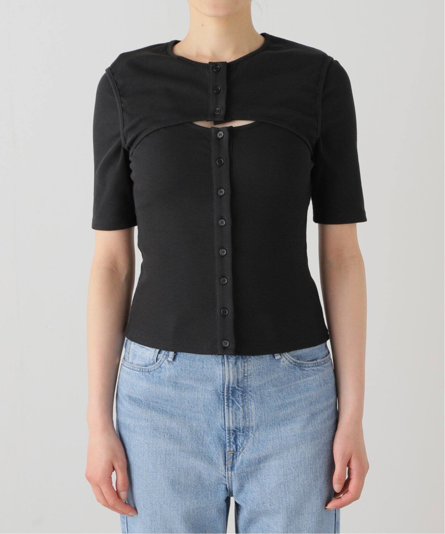 AMOMENTO/アモーメント】RIBBED BUTTON CARDIGAN SET カーディガン 