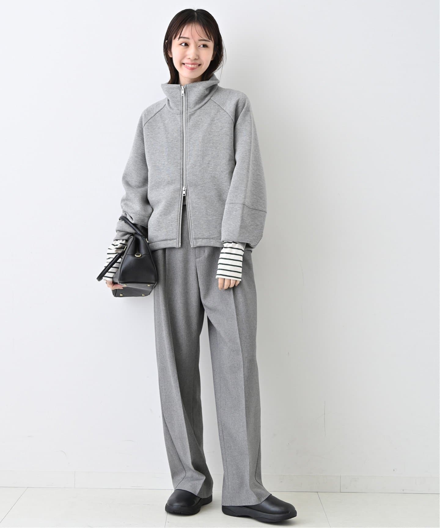 美品】IENA WhiteTweedボリュームスリーブコート ノーカラーコート 