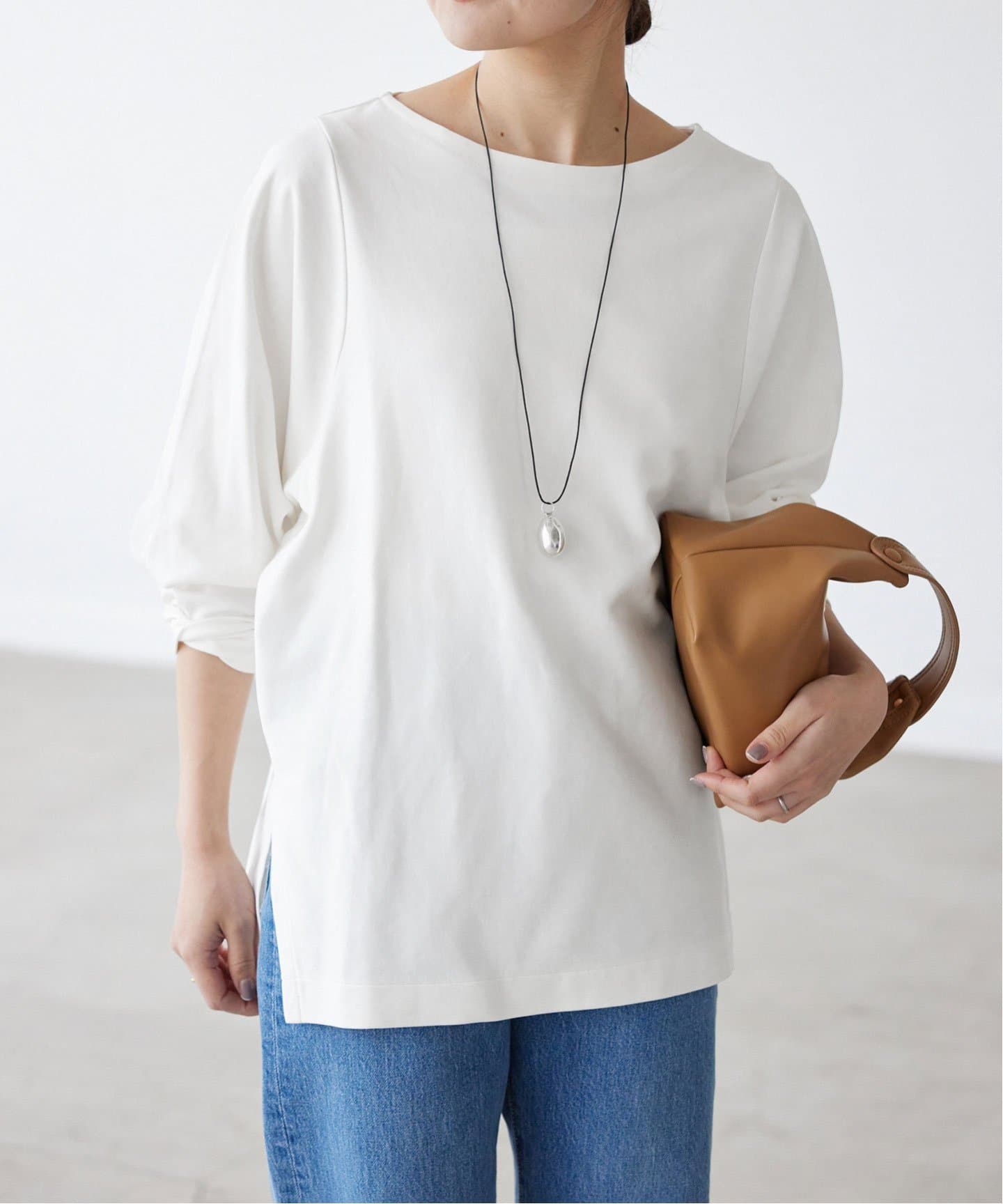 IENA LA BOUCLE コンパクトベアボートネックカットソー（Tシャツ