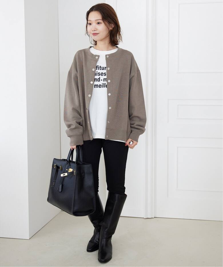 ダブルフェイスジャージースナップカーディガン（カーディガン  