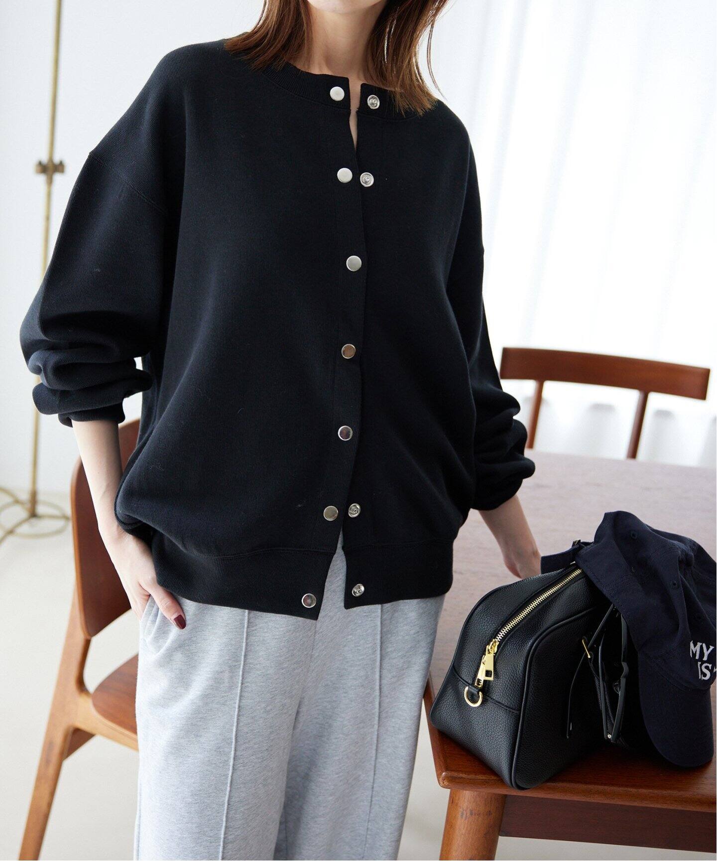 SLOBE IENA ダブルフェイスジャージースナップカーディガン WEB限定/追加》ダブルフェイスジャージースナップカーディガン