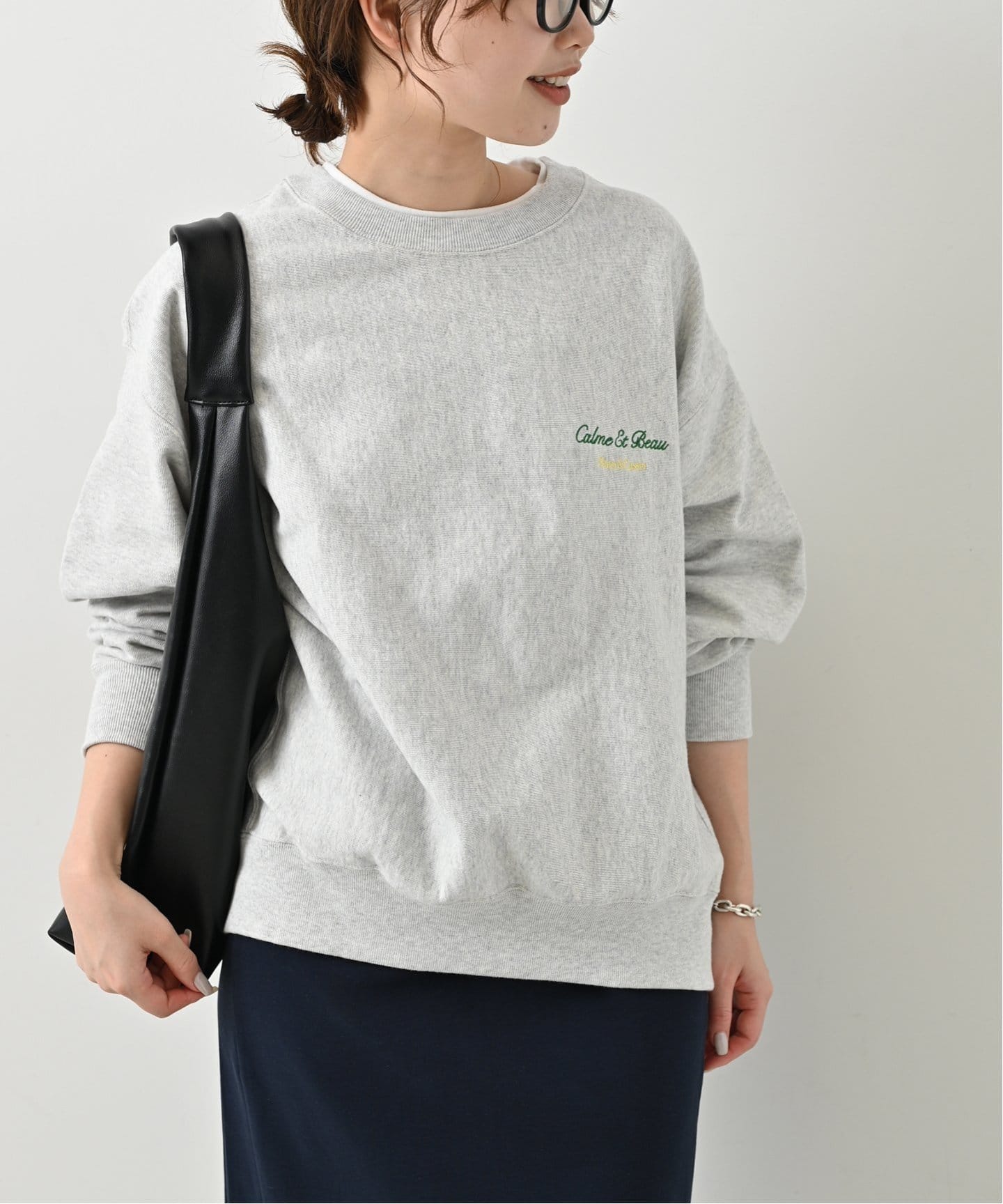 刺しゅうロゴレイヤードデザインスウェット（スウェット