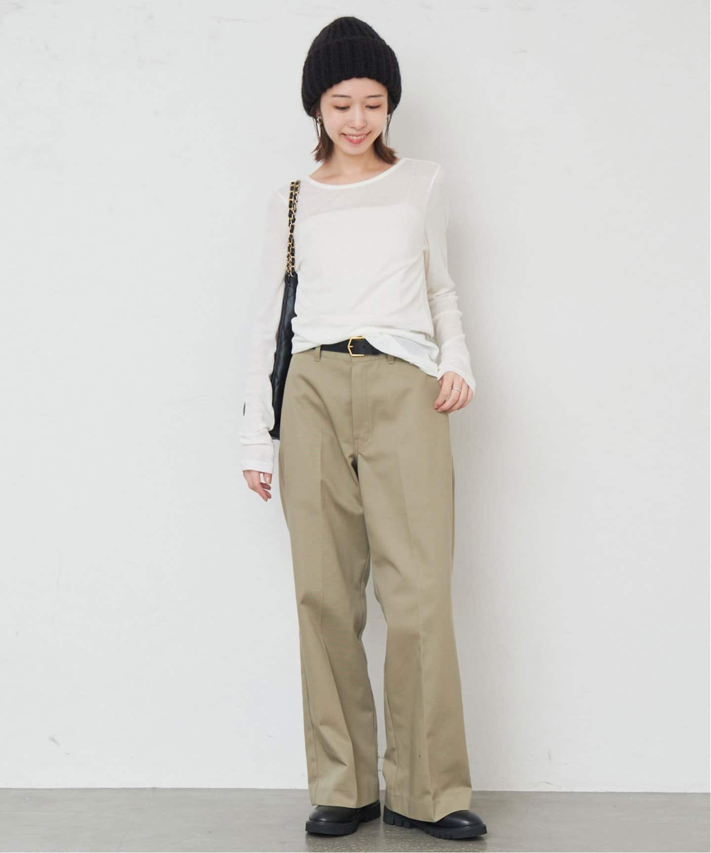 SLOBE IENA ベージュ クルーネックスウェット Collegiate Pacific SLOBE別注 ショートスウェット（スウェット