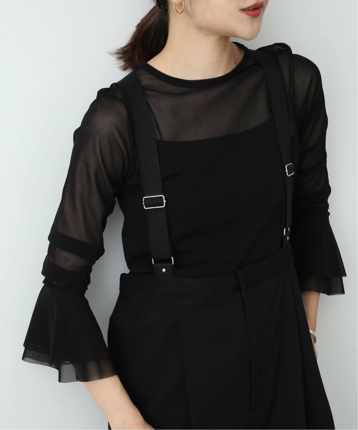 2023 SLOBE IENA ラッフルスリーブチュールプルオーバー ベージュ 追加3》ラッフルスリーブチュールプルオーバー（Tシャツ