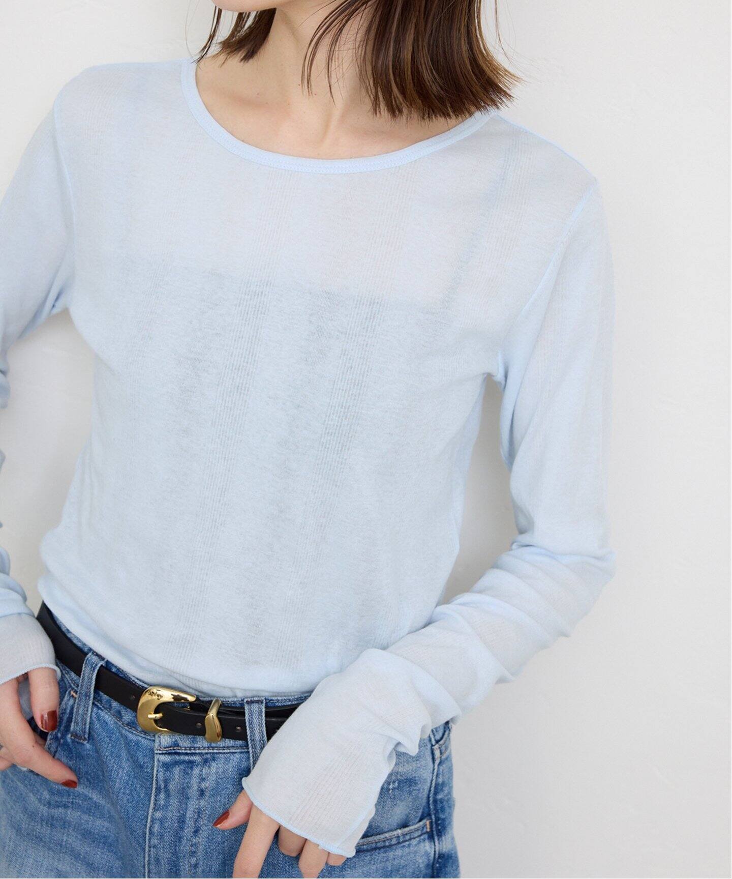 追加3》miller/ミラー SLOBE別注 SHEER RIB クルーネック（T