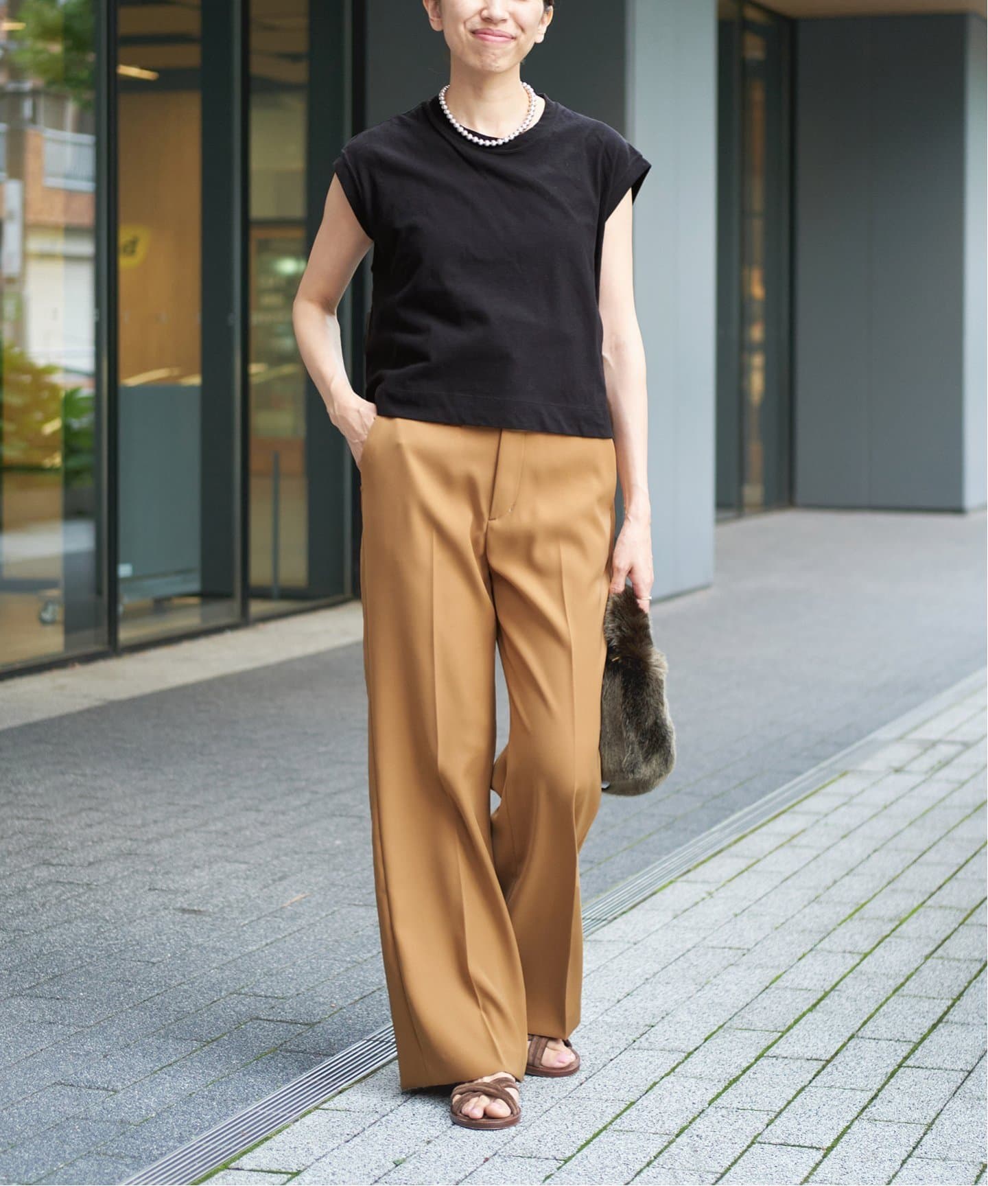 IENA LA BOUCLE 強撚ソフト天竺ノースリーブプルオーバー（Tシャツ