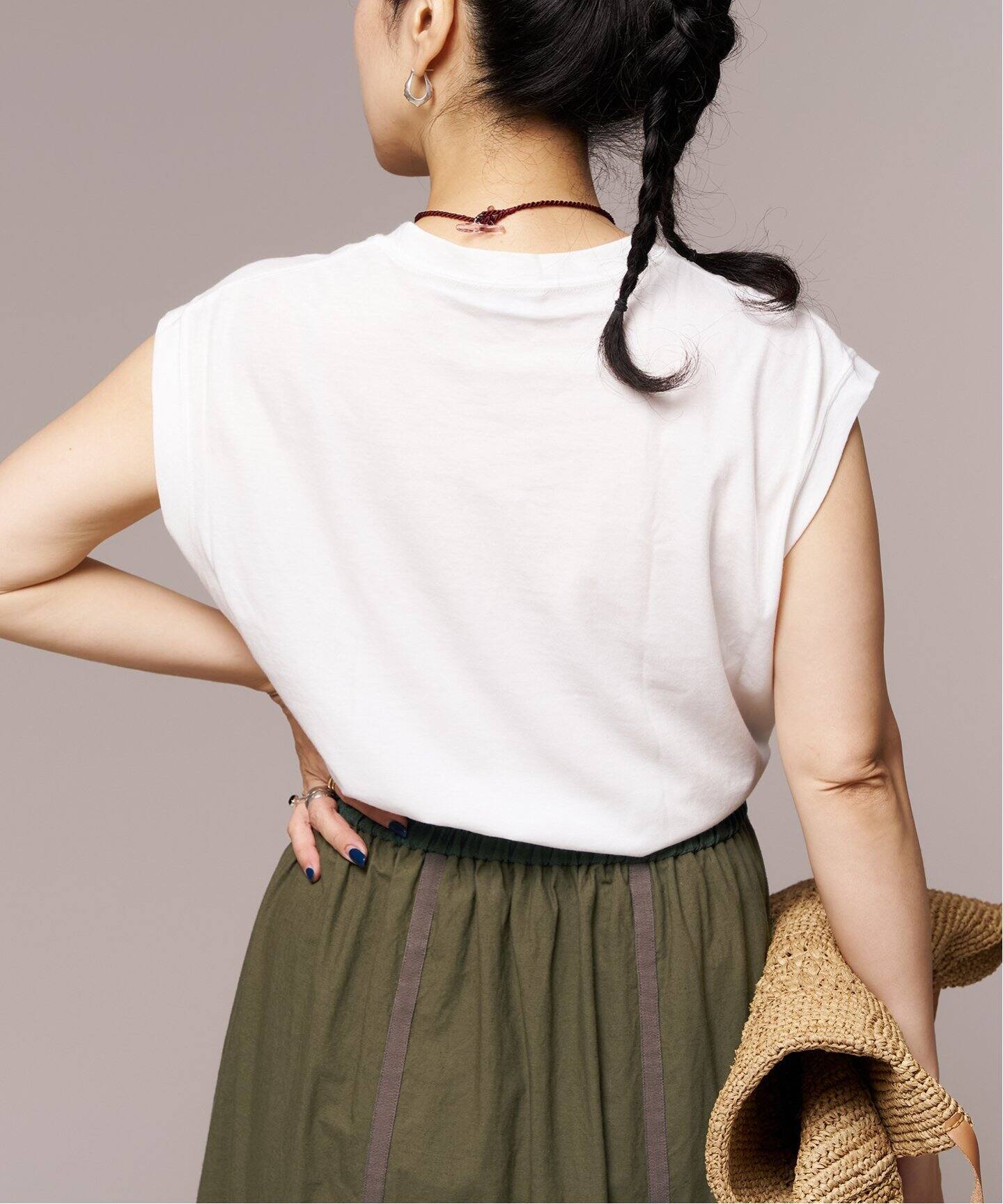 IENA LA BOUCLE 強撚ソフト天竺ノースリーブプルオーバー（Tシャツ
