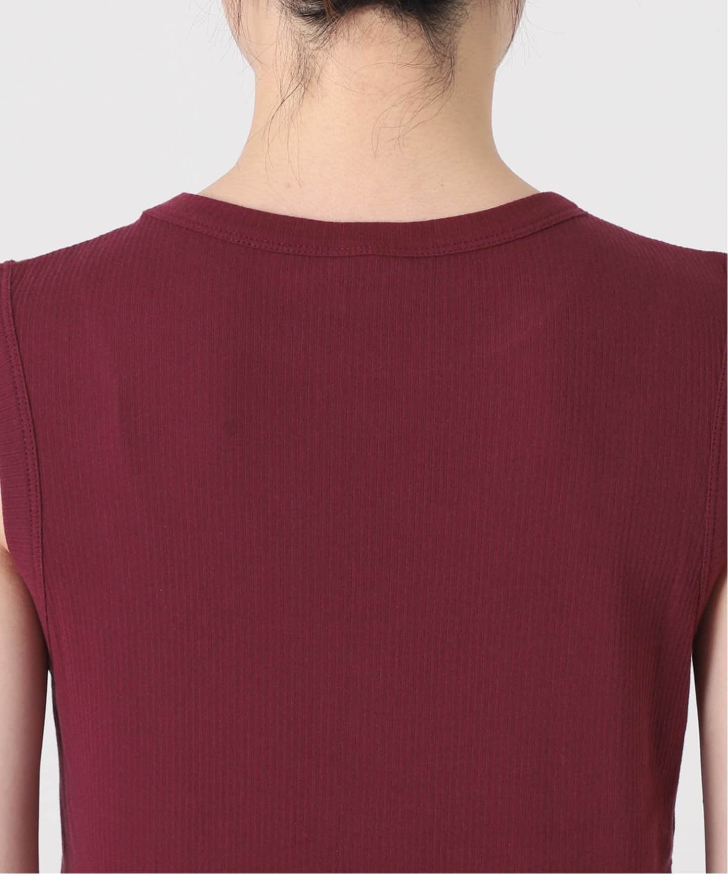 IENA LA BOUCLE 強撚ガーゼリブノースリーブプルオーバー（Tシャツ