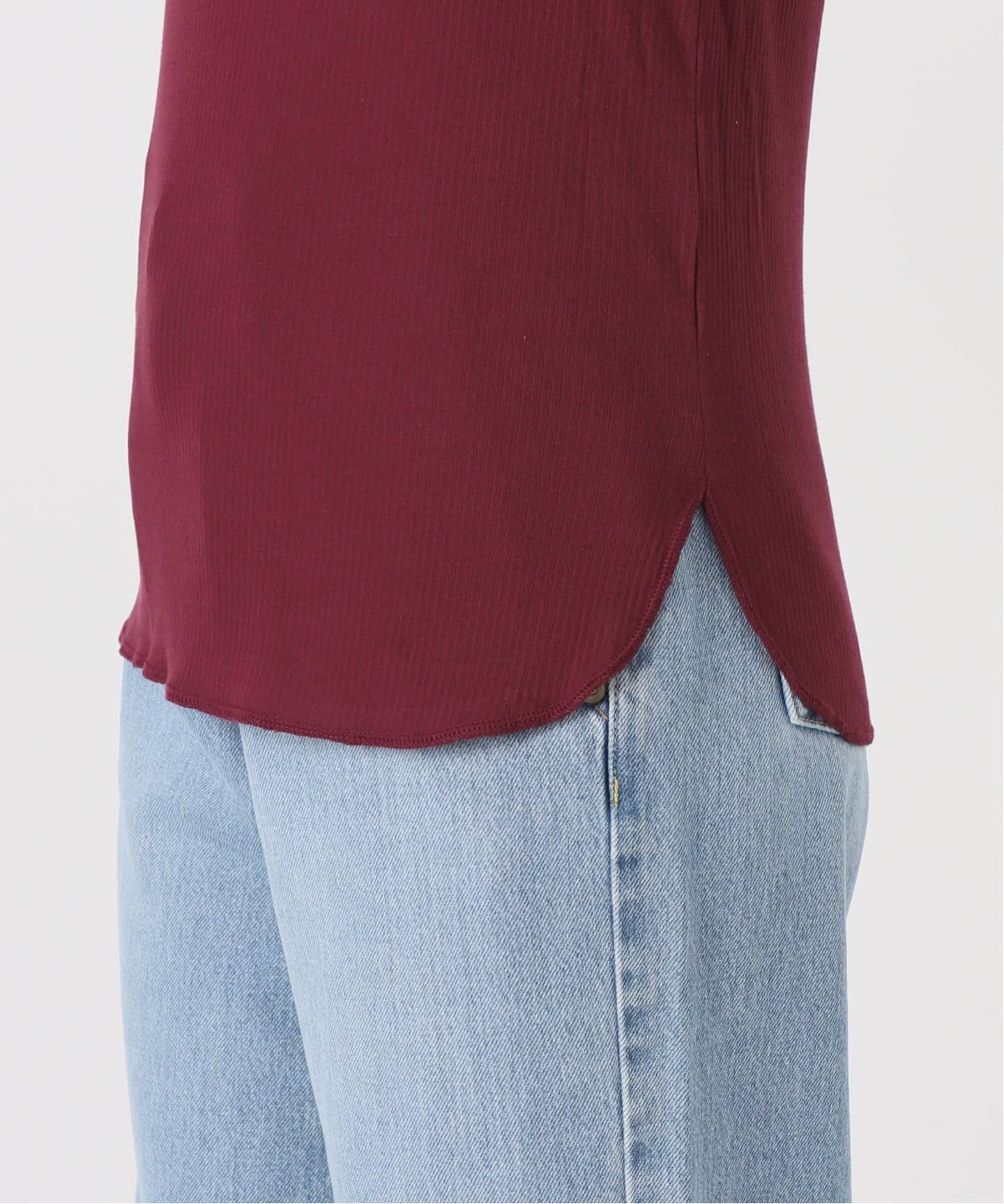 IENA LA BOUCLE 強撚ガーゼリブノースリーブプルオーバー（Tシャツ