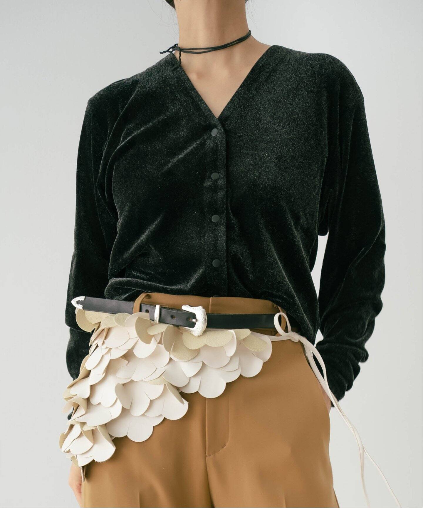 IENA LA BOUCLE チュールフロッキーVカーディガン（カーディガン  