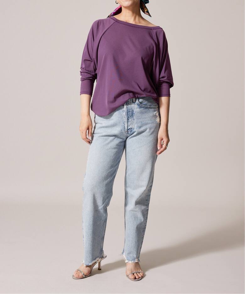 IENA LA BOUCLE 強撚フライスボートネックプルオーバー（Tシャツ 