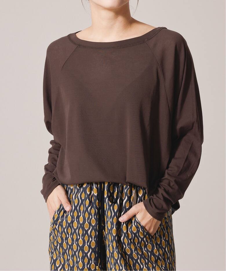 IENA LA BOUCLE 強撚フライスボートネックプルオーバー（Tシャツ 
