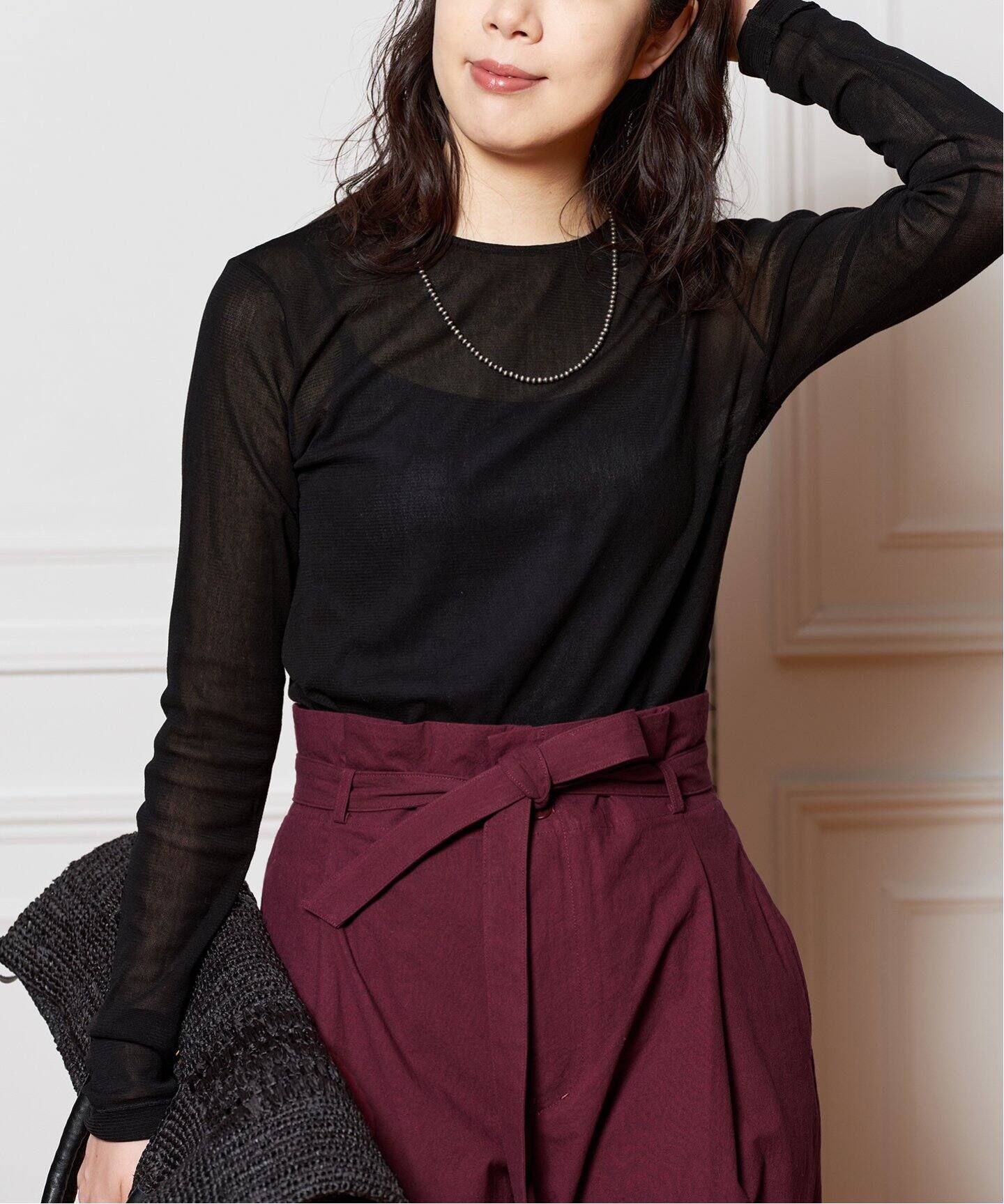 IENA LA BOUCLE 綿チュールバックオープンプルオーバー（Tシャツ