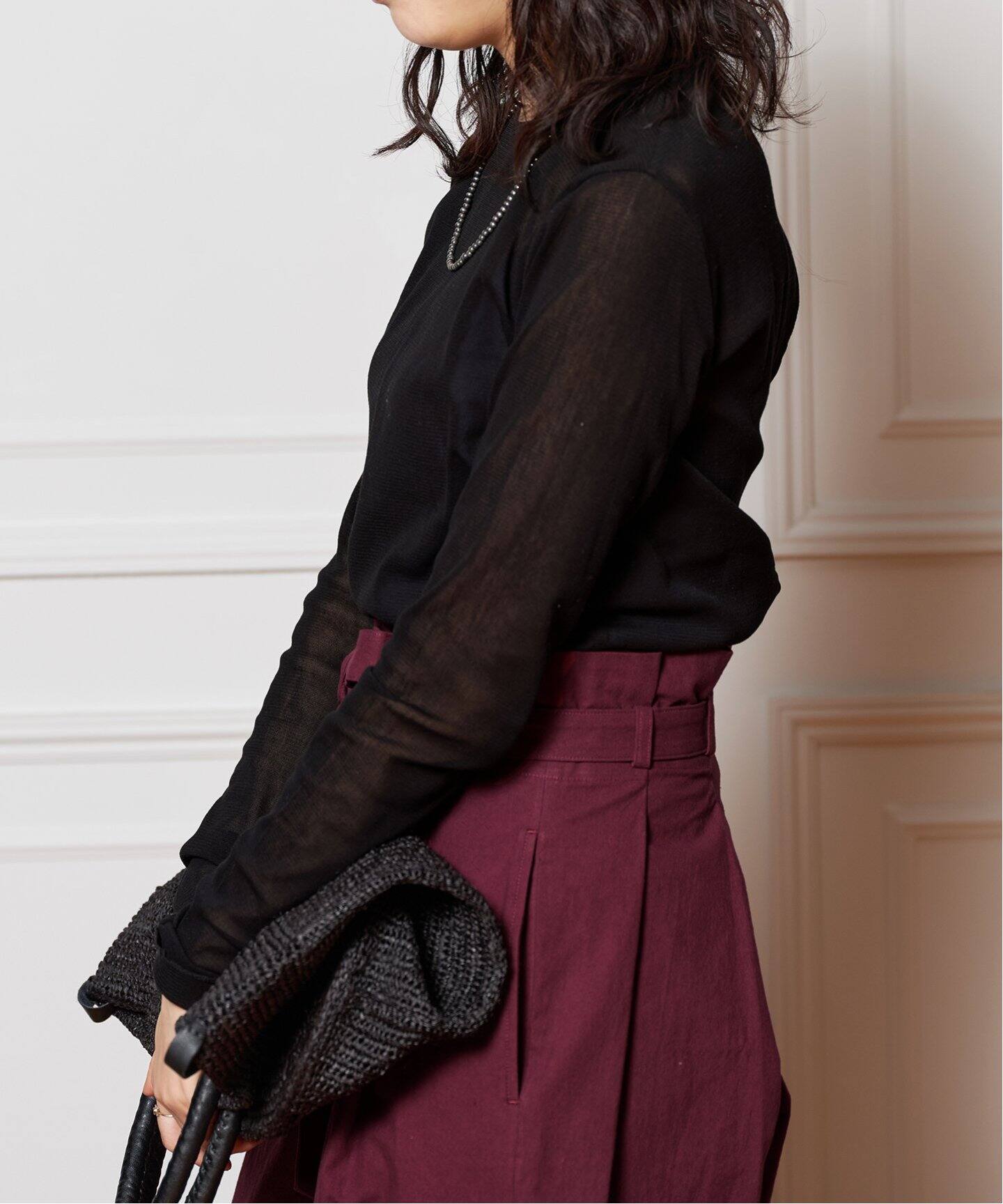 IENA LA BOUCLE 綿チュールバックオープンプルオーバー（Tシャツ