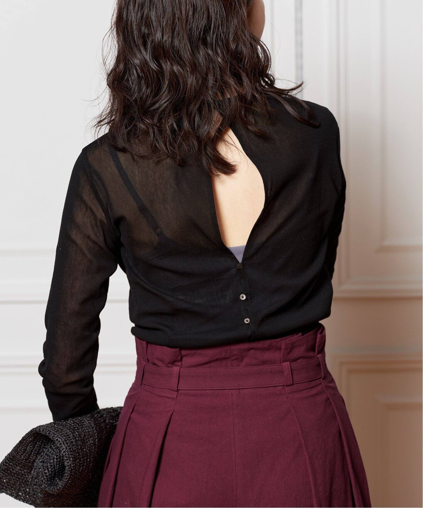 IENA LA BOUCLE 綿チュールバックオープンプルオーバー（Tシャツ