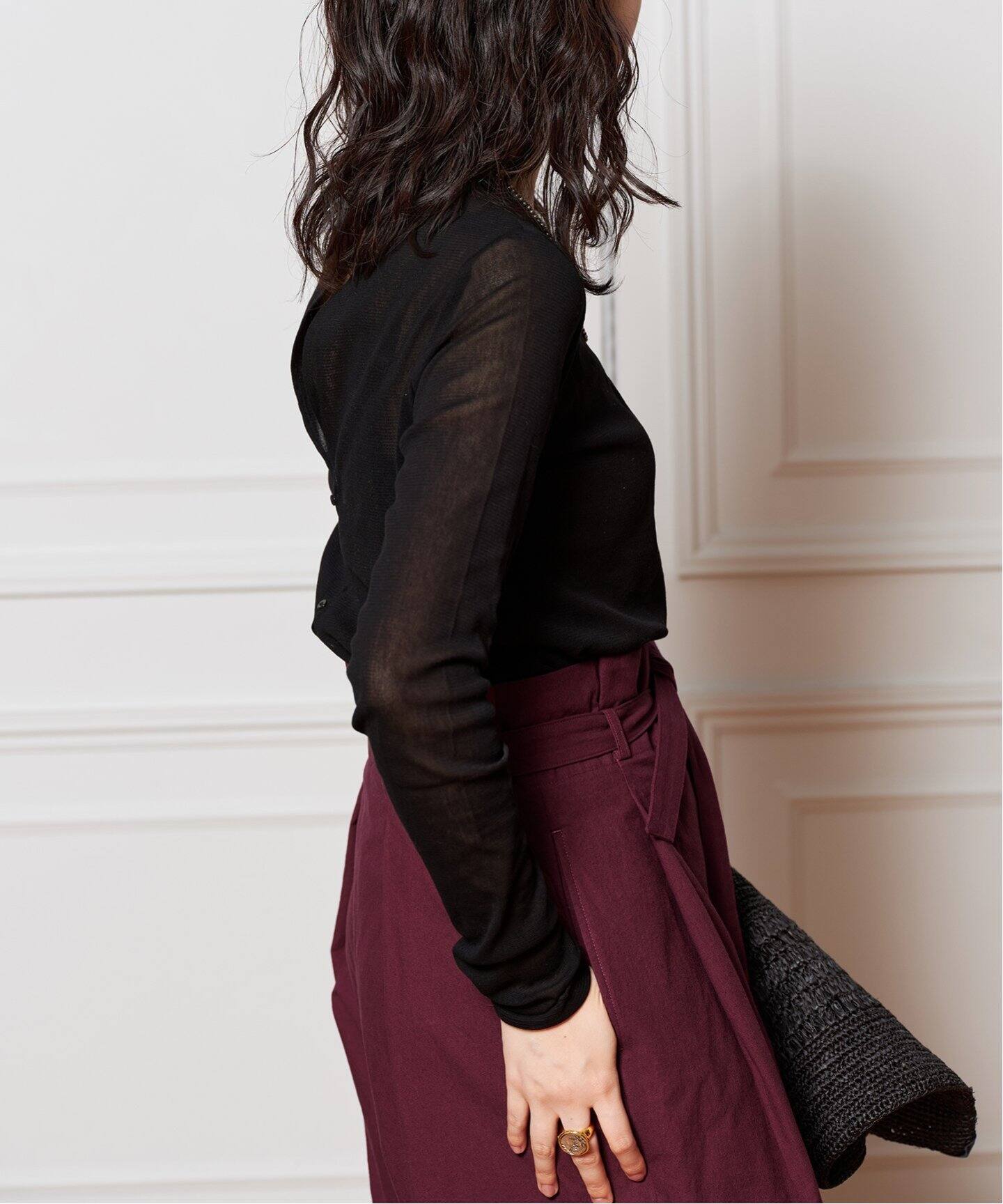 IENA LA BOUCLE 綿チュールバックオープンプルオーバー（Tシャツ