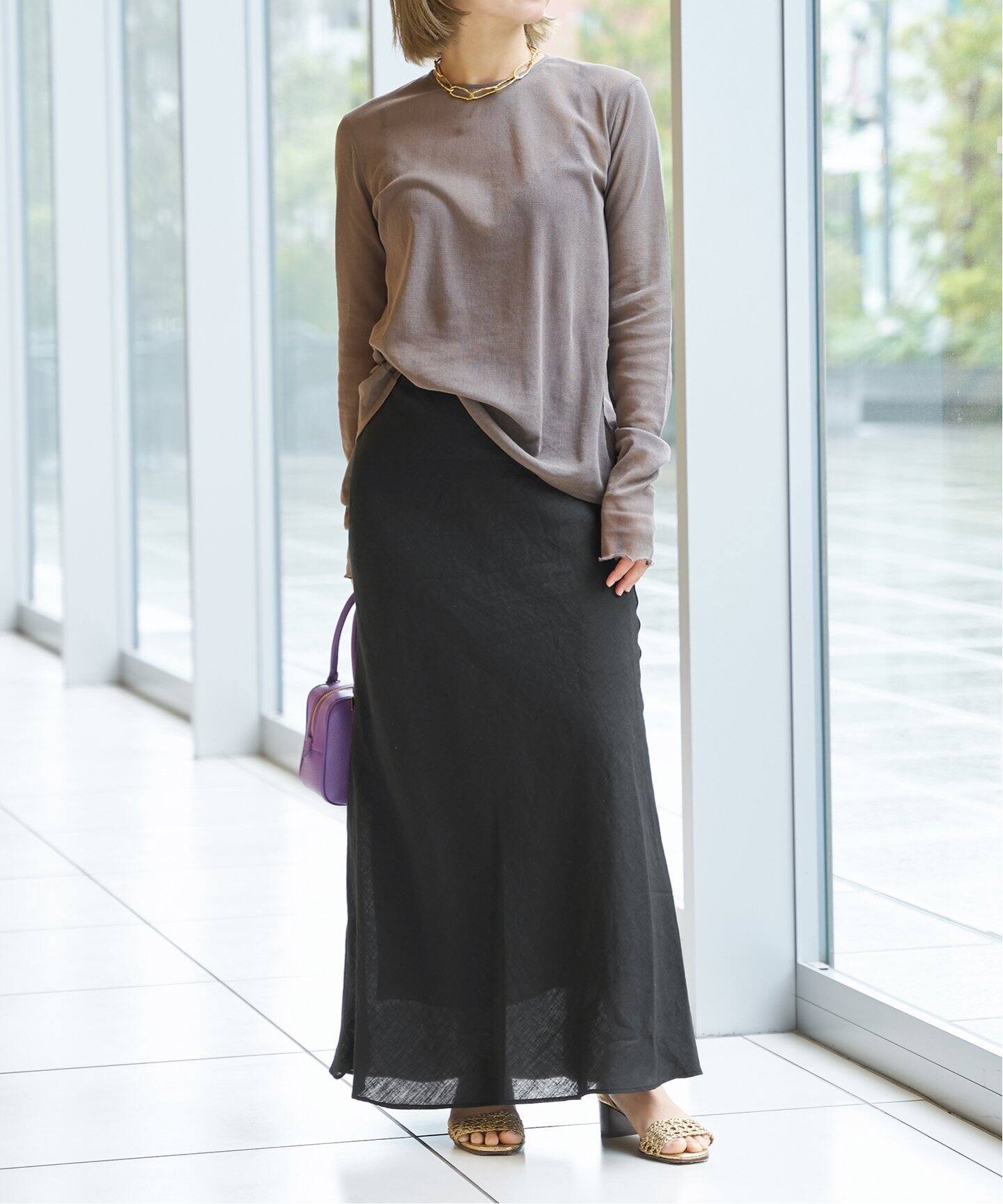 IENA LA BOUCLE 綿チュールバックオープンプルオーバー（Tシャツ