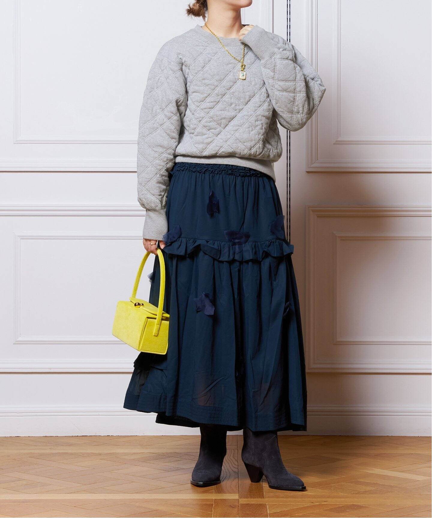 IENA LA BOUCLE キルティングスウェットプルオーバー（スウェット 