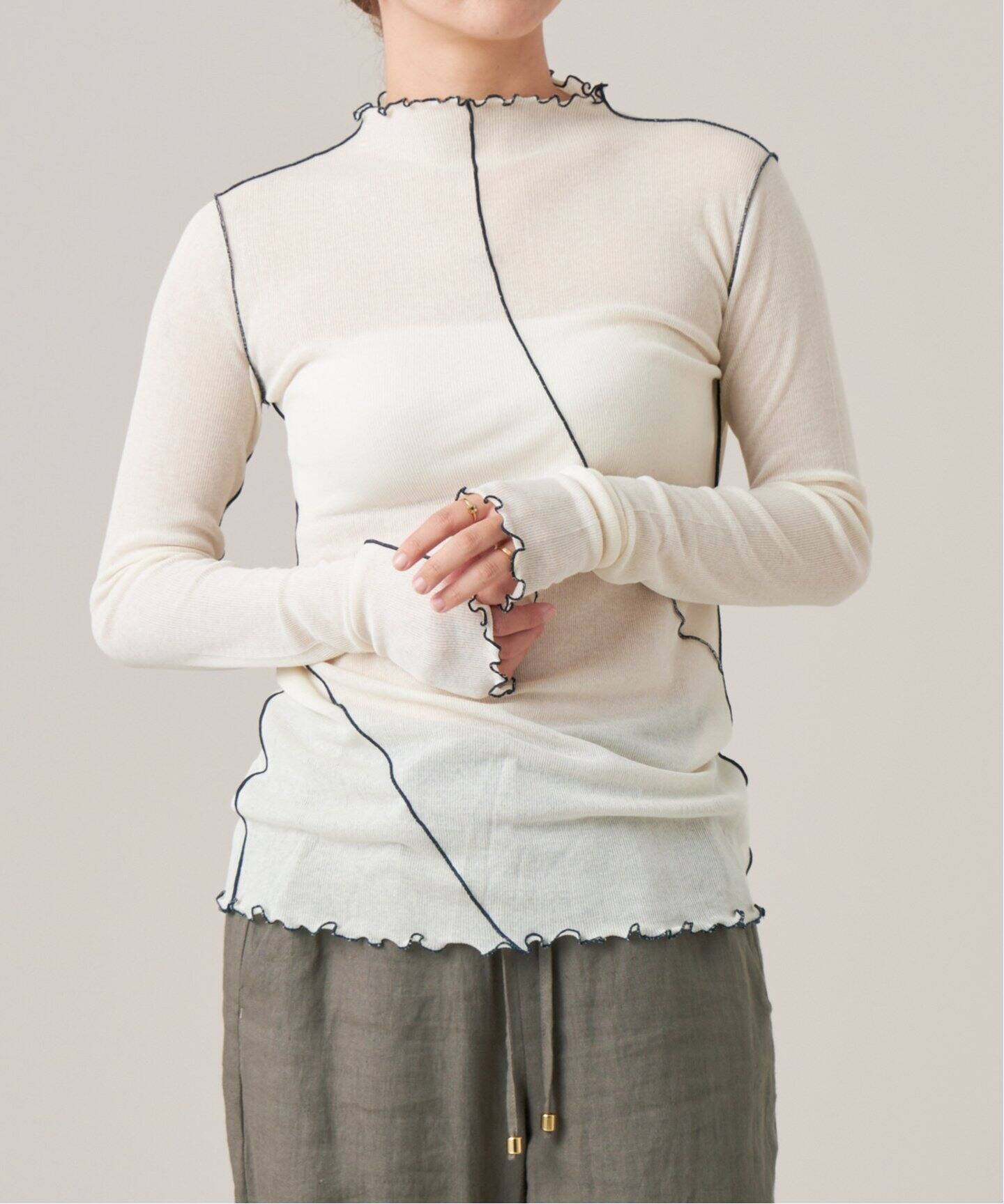 タグ付き新品未使用】HAKUJI SHEER RIB ボートネックプル タグ付き新品未使用】HAKUJI SHEER RIB ボートネックプル