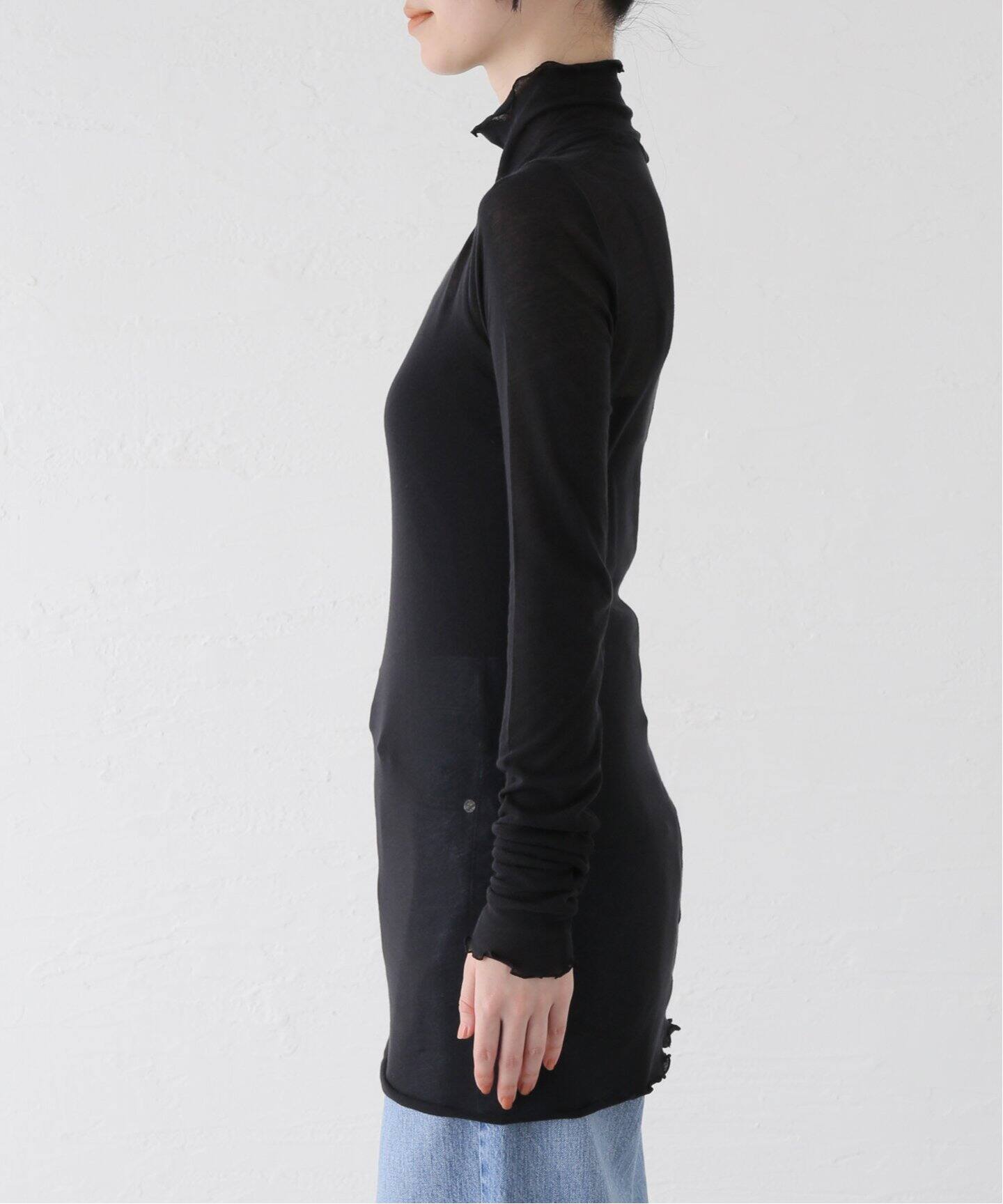 IENA HAKUJI SOFT SHEER ハイネックプルオーバー ... ブラック Free HAKUJI/ハクジ SOFT SHEER ハイネックプルオーバー H232488（Tシャツ