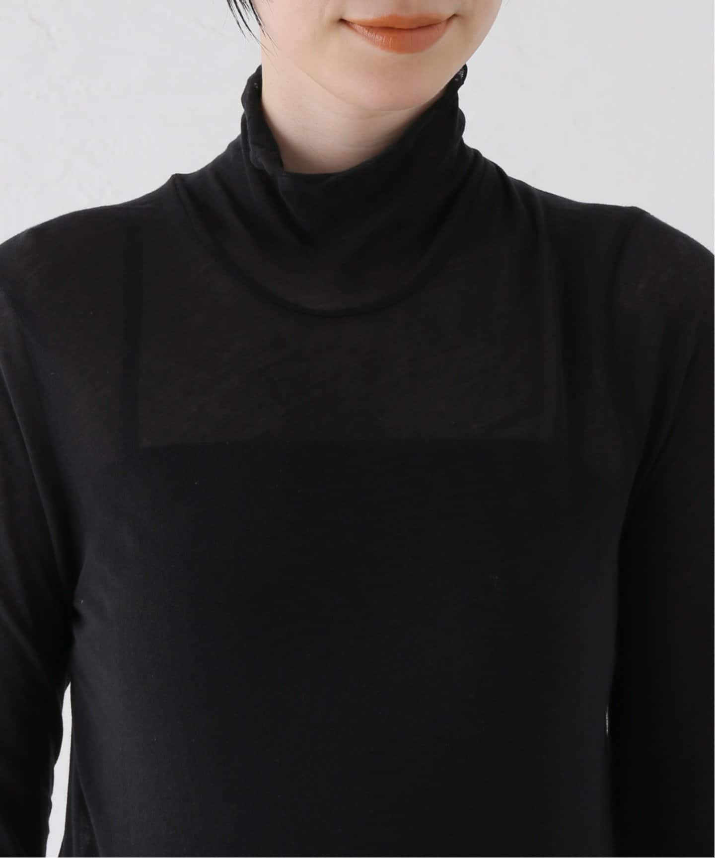 IENA HAKUJI SOFT SHEER ハイネックプルオーバー ... ブラック Free HAKUJI/ハクジ SOFT SHEER ハイネックプルオーバー H232488（Tシャツ