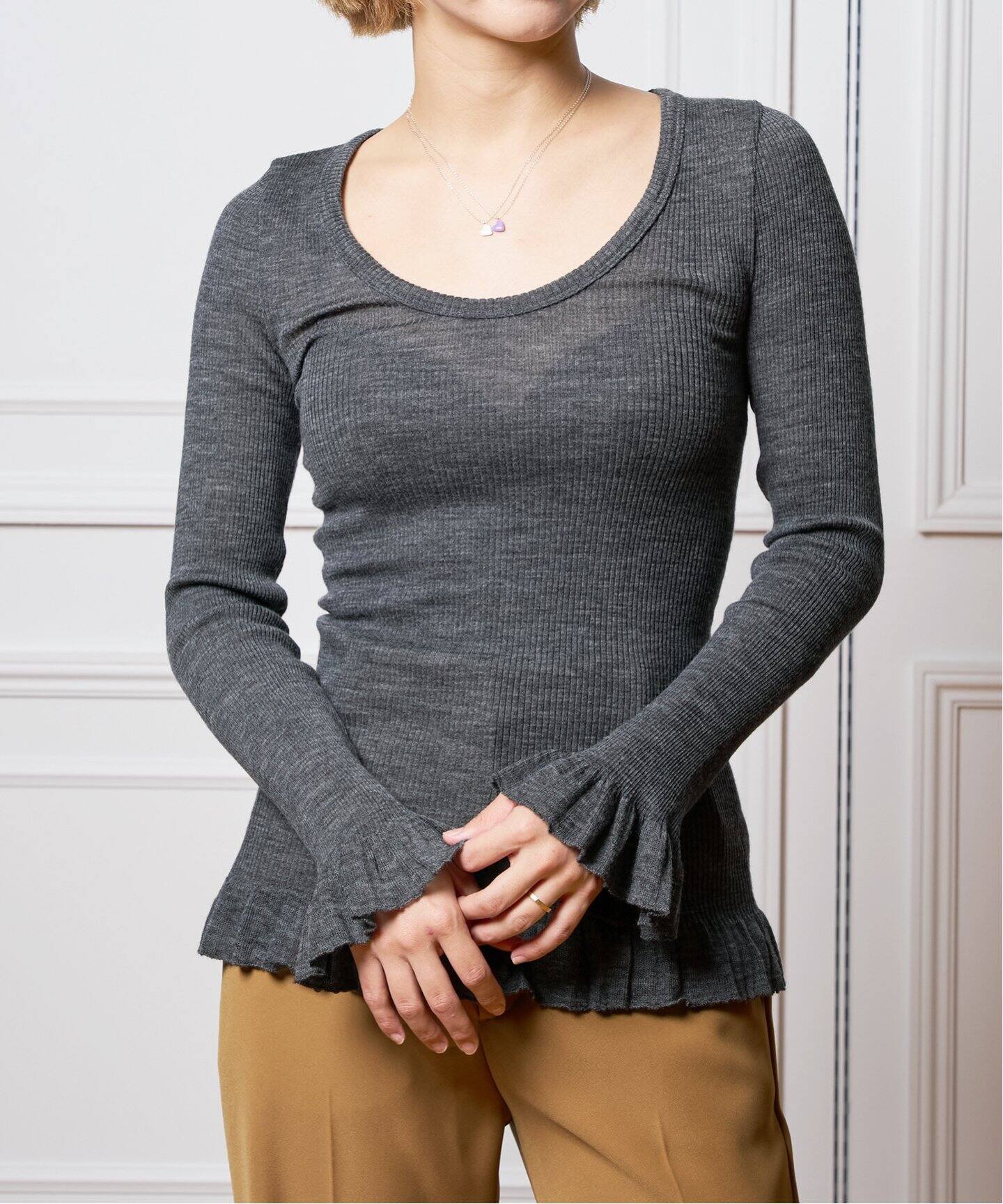 babaco/ババコ Fine Wool Ribbed Long Sleeve プルオーバー BA01-LI25 