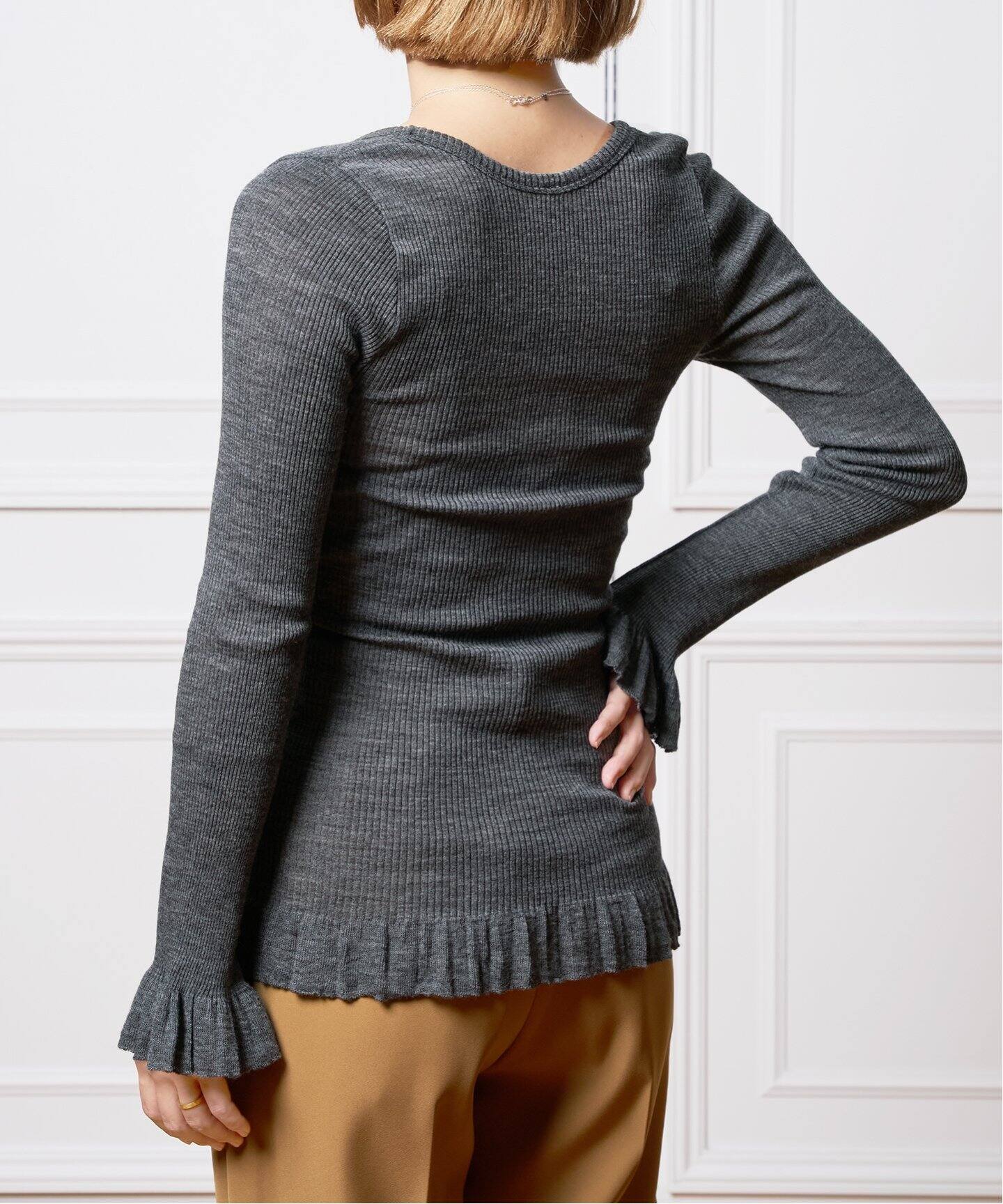 babaco/ババコ Fine Wool Ribbed Long Sleeve プルオーバー BA01
